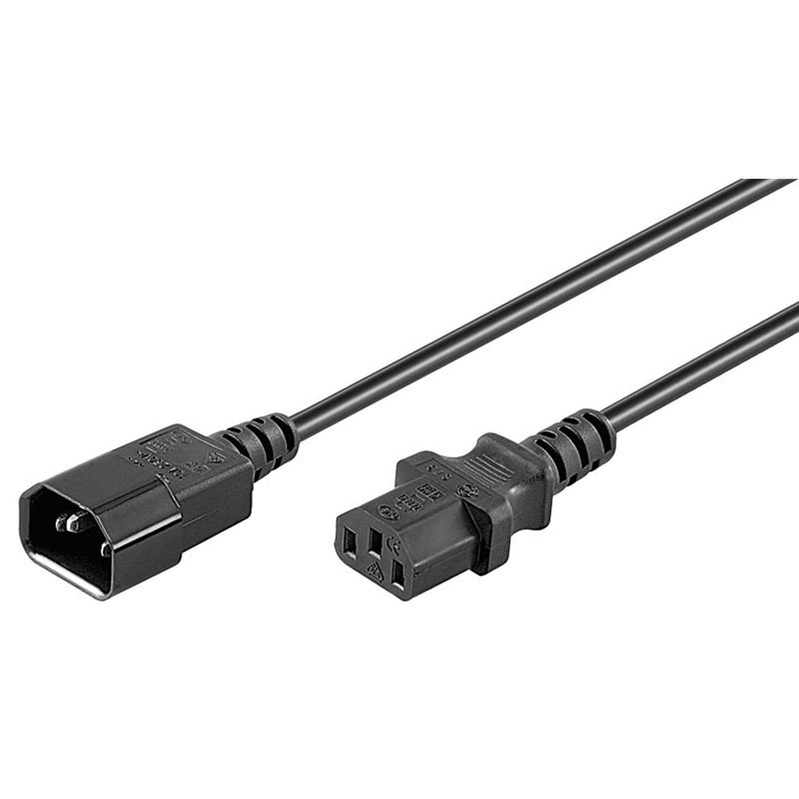 Rallonge d'alimentation pour PC, moniteur et onduleur (0.5 m) - (coloris noir) - Cable Secteur Generique