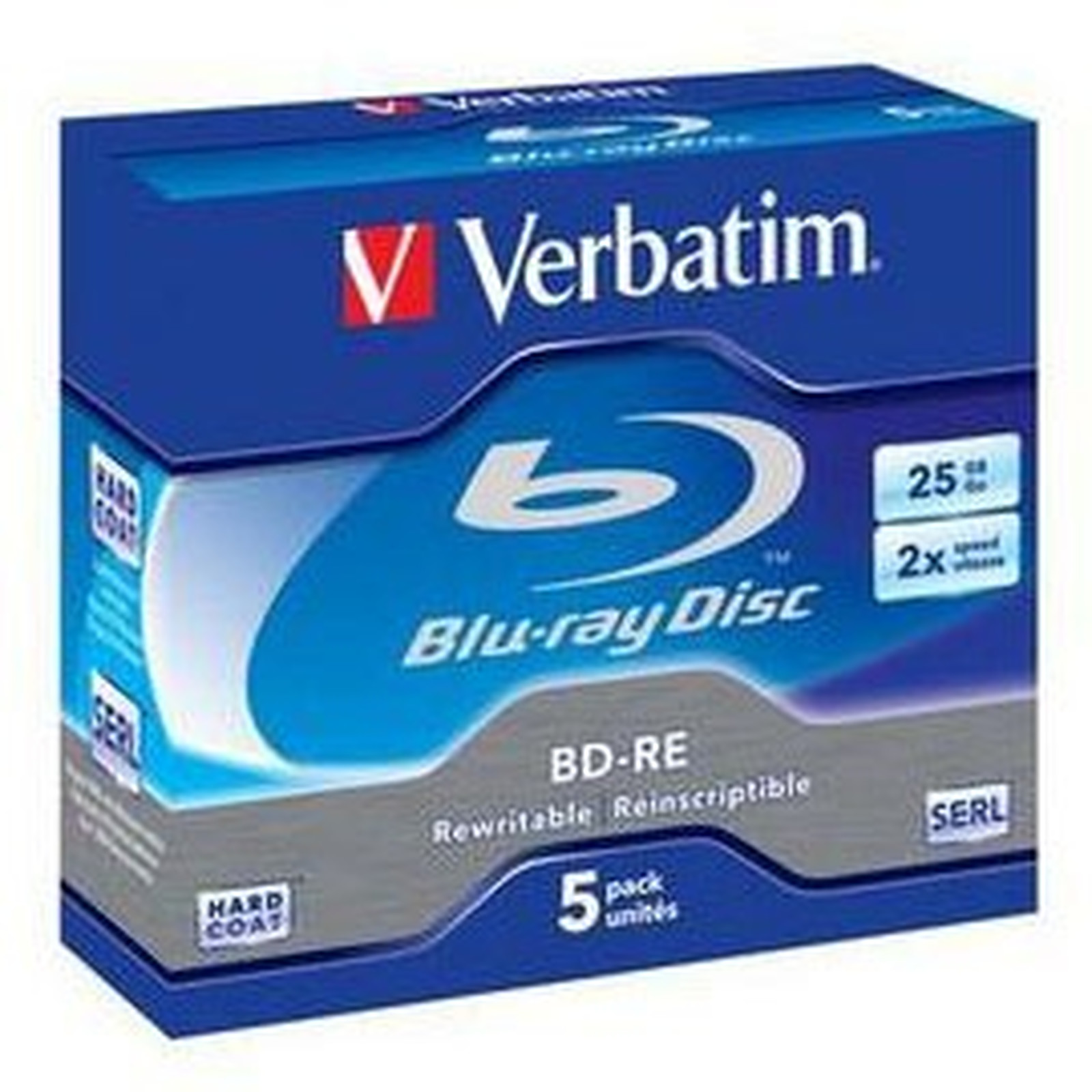 Verbatim BD-RE 25 Go 2x (par 5, boite) - Blu-ray vierge Verbatim