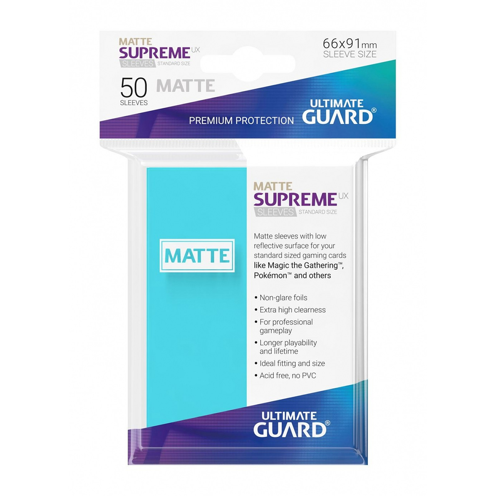 Ultimate Guard - 50 pochettes Supreme UX Sleeves taille standard Aigue-marine Mat - Accessoire jeux Ultimate Guard