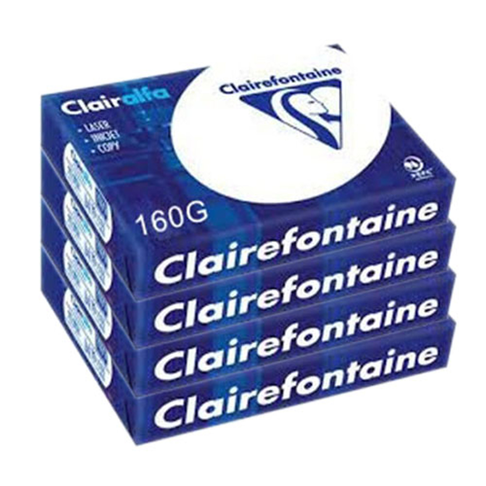 Clairefontaine Clairalfa A4 160g ramette 250 feuilles Blanc X4 - Ramette de papier Clairefontaine