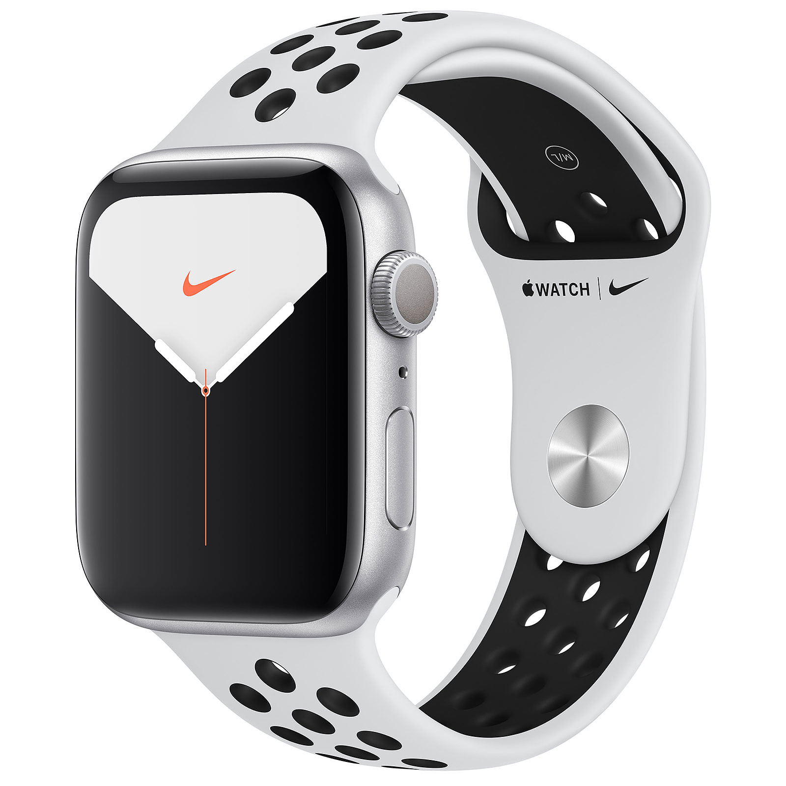 Apple Watch Series 5 Nike GPS Aluminium Argent Bracelet Sport Platine Pur/Noir 44 mm · Reconditionne - Montre connectee Apple