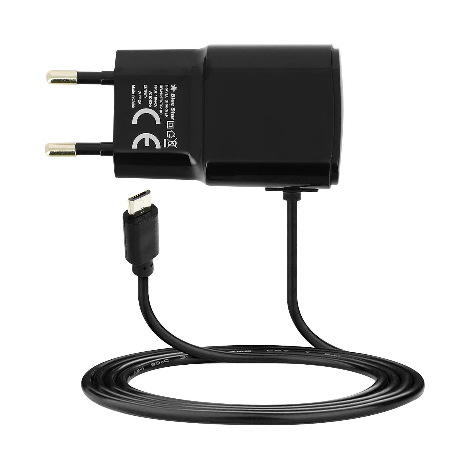 Avizar Chargeur Secteur 2A avec Connecteur Micro-USB Cable 120 cm integre - Chargeur telephone Avizar