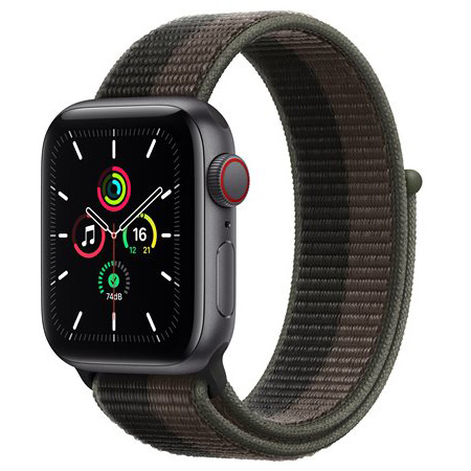 Apple Watch SE GPS + Cellular Space Grey Aluminium Sport Loop Tornado/Grey 44 mm - Montre connectee Apple