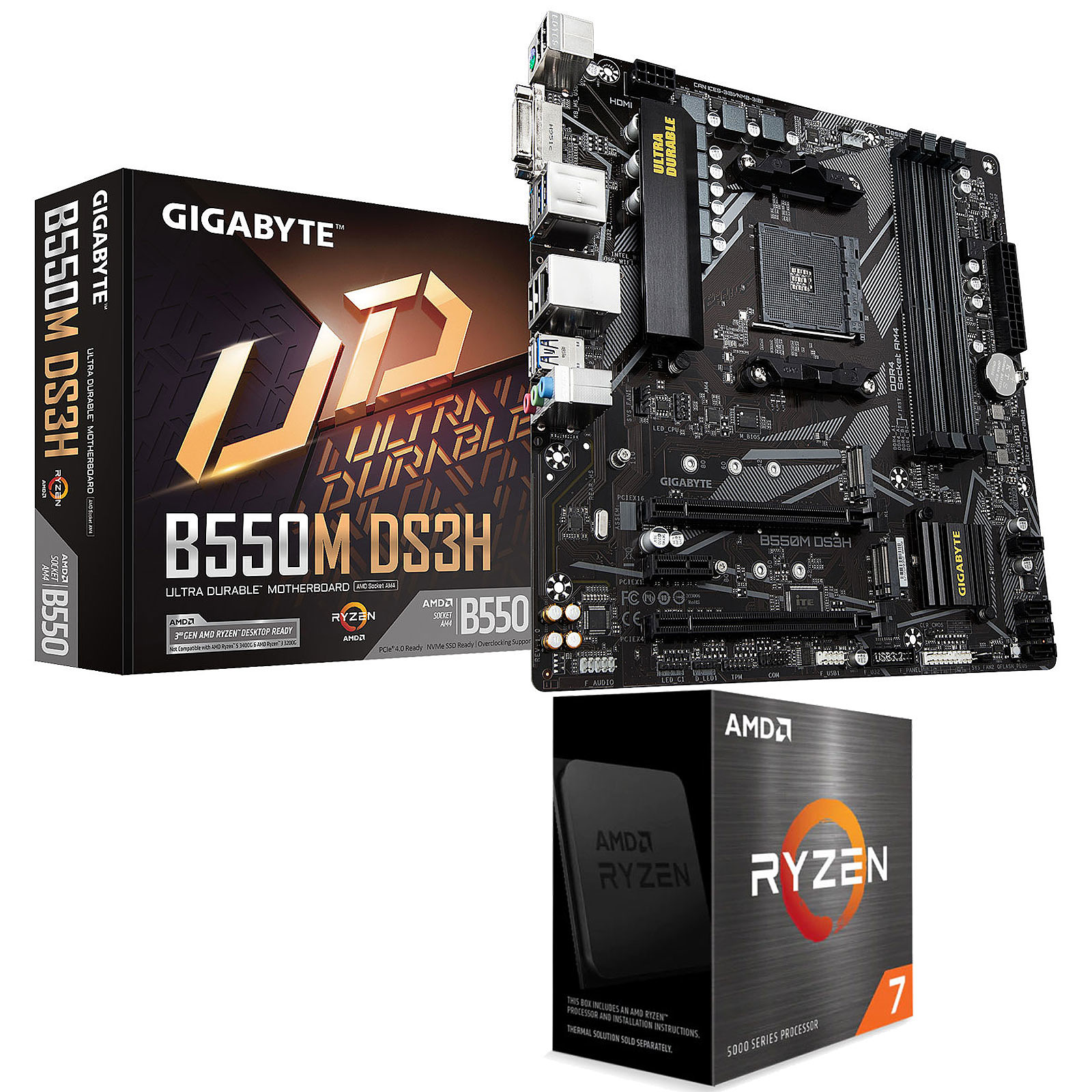 Kit Upgrade PC AMD Ryzen 7 5800X Gigabyte B550M DS3H - Kit upgrade PC Gigabyte