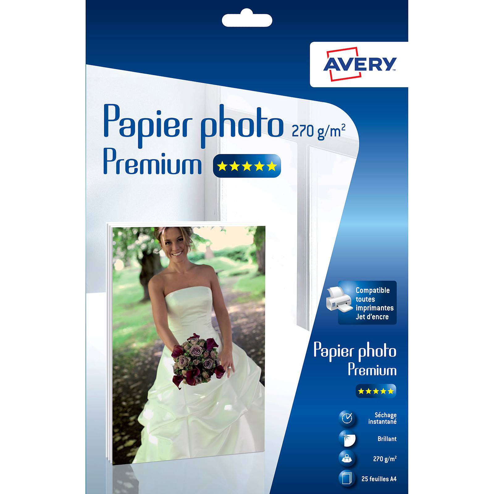 Avery Papier photo brillant premium A4 (25 feuilles) - Papier imprimante Avery