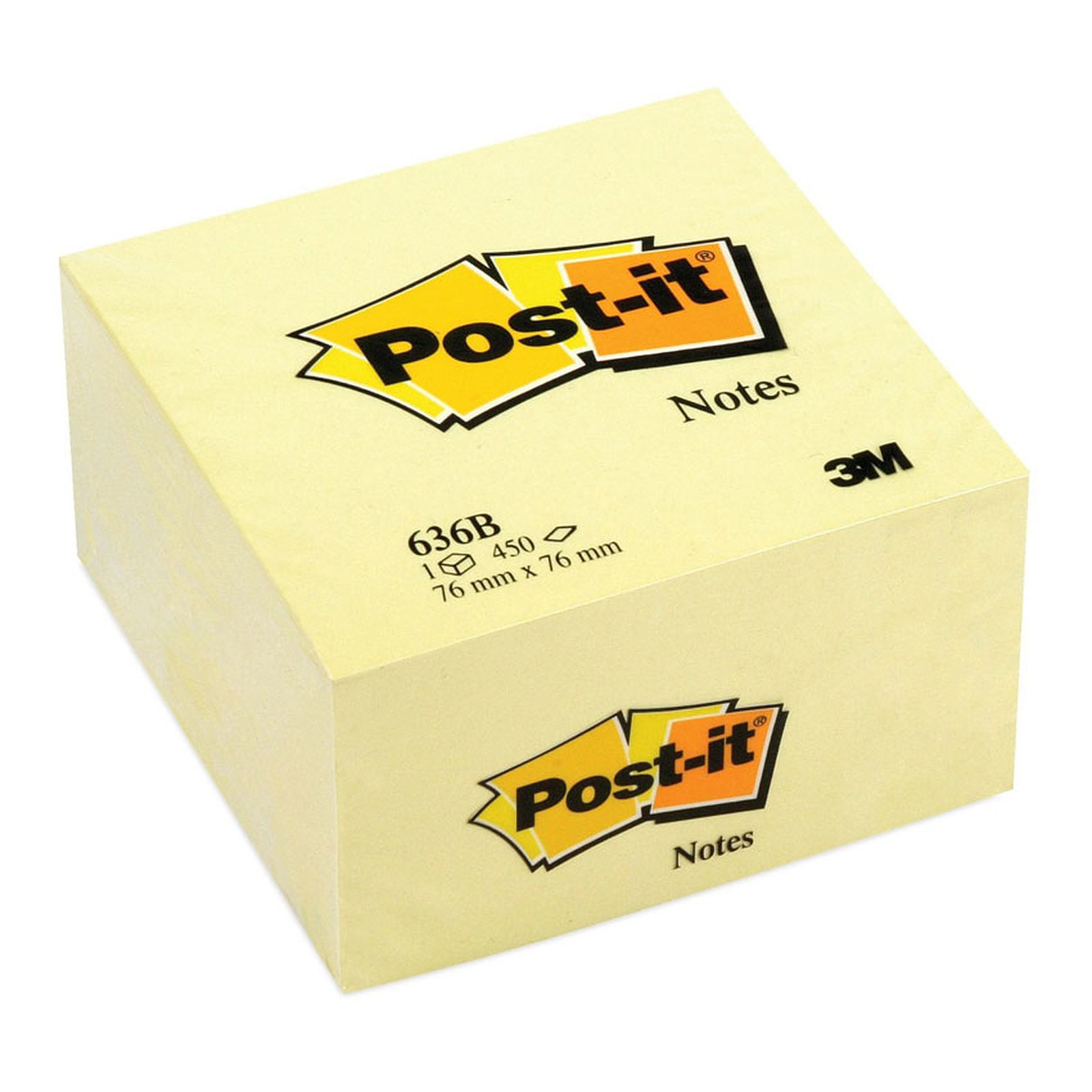 Post-it Bloc cube 450 feuillets 76 x 76 mm Neon Jaune - Bloc repositionnable Post-it