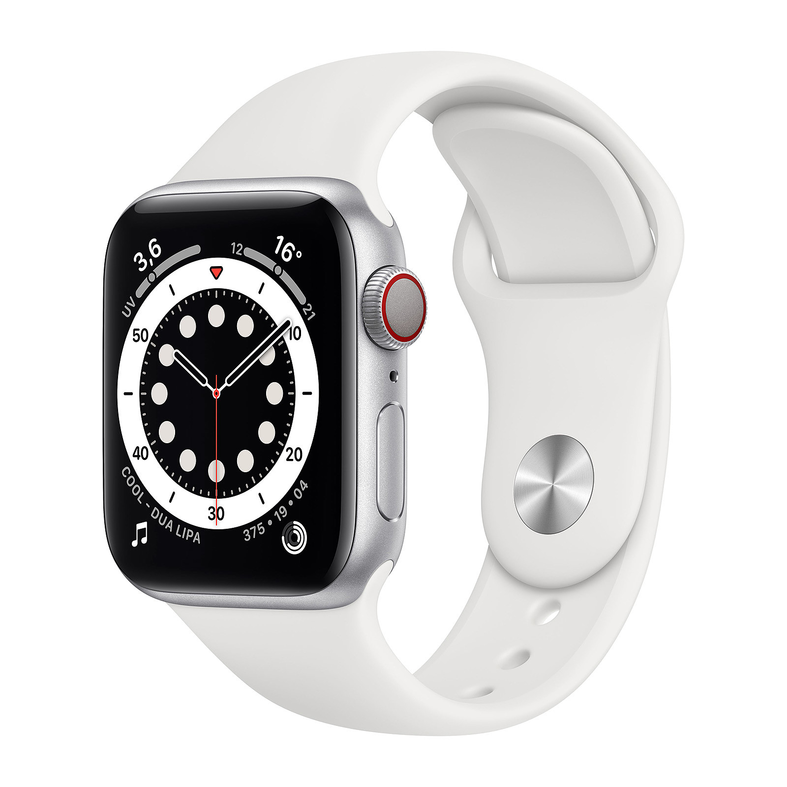 Apple Watch Series 6 GPS Cellular Aluminium Silver Sport Band White 40 mm - Montre connectee Apple