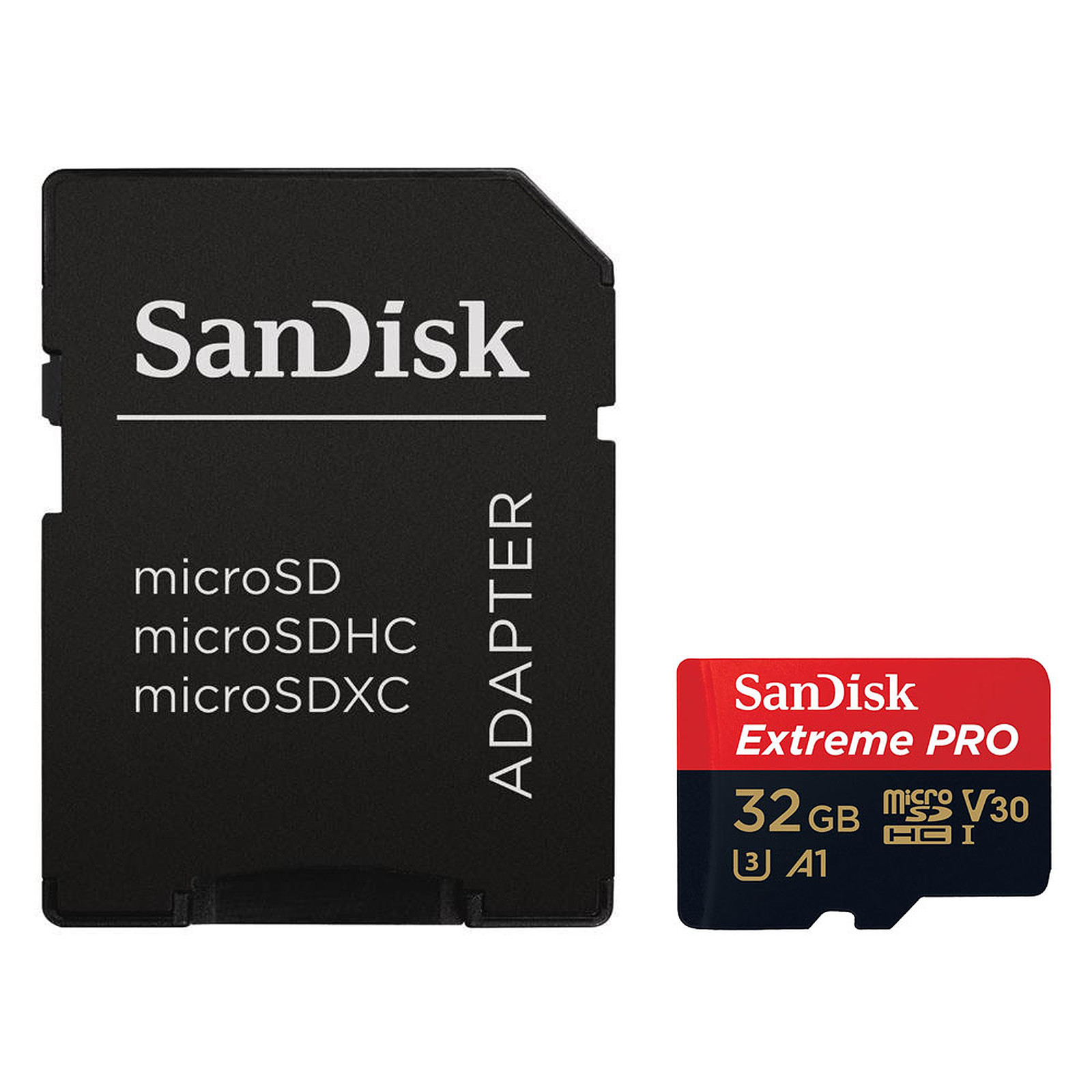 SanDisk Extreme Pro microSDHC UHS-I U3 V30 A1 32 Go + Adaptateur SD - Carte memoire Sandisk