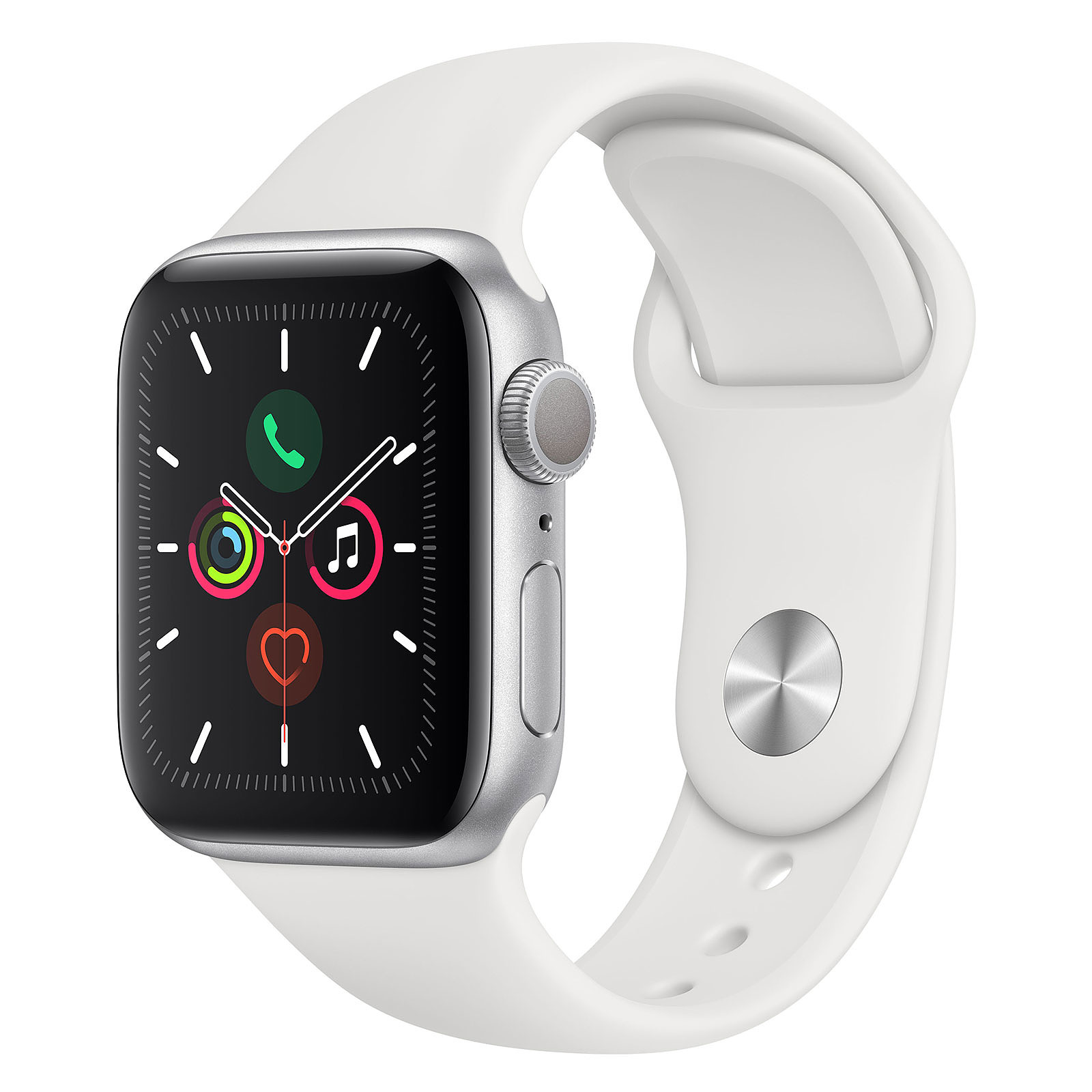 Apple Watch Series 5 GPS Aluminium Silver Sport Band White 40 mm · Reconditionne - Montre connectee Apple