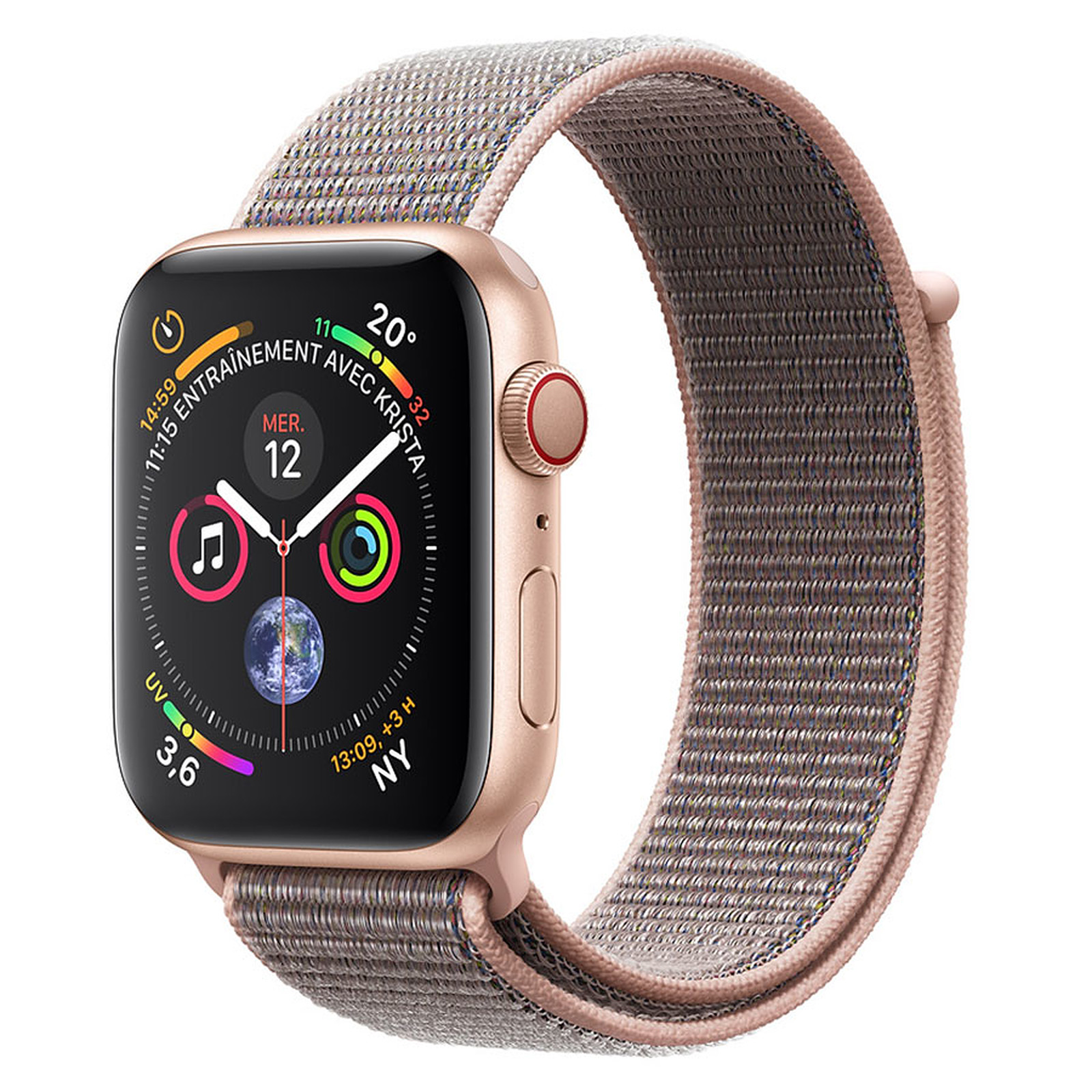 Apple Watch Series 4 GPS + Cellular Aluminium Or Boucle Sport Rose 44 mm · Reconditionne - Montre connectee Apple
