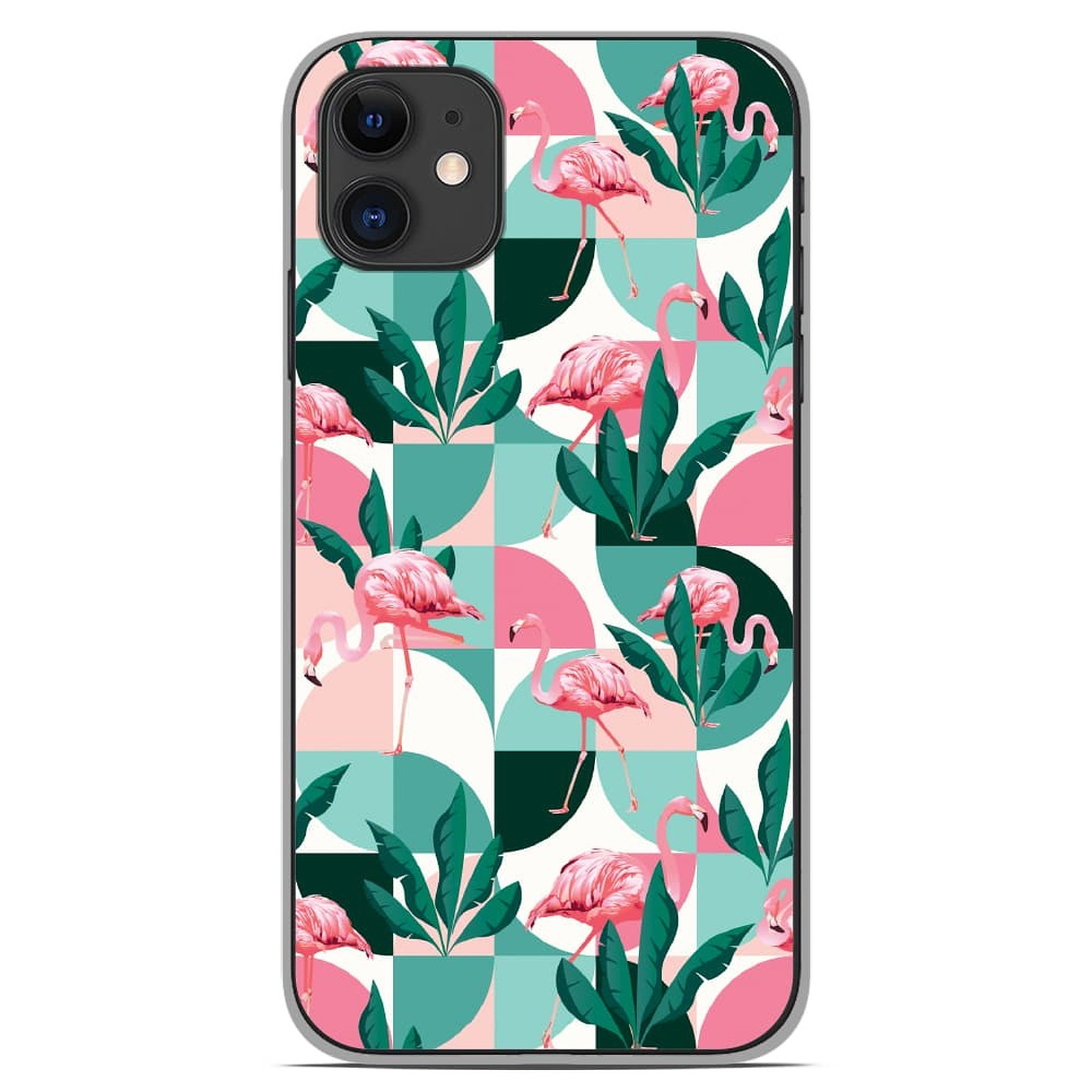 1001 Coques Coque silicone gel Apple iPhone 11 motif Flamants Roses ge´ome´trique - Coque telephone 1001Coques
