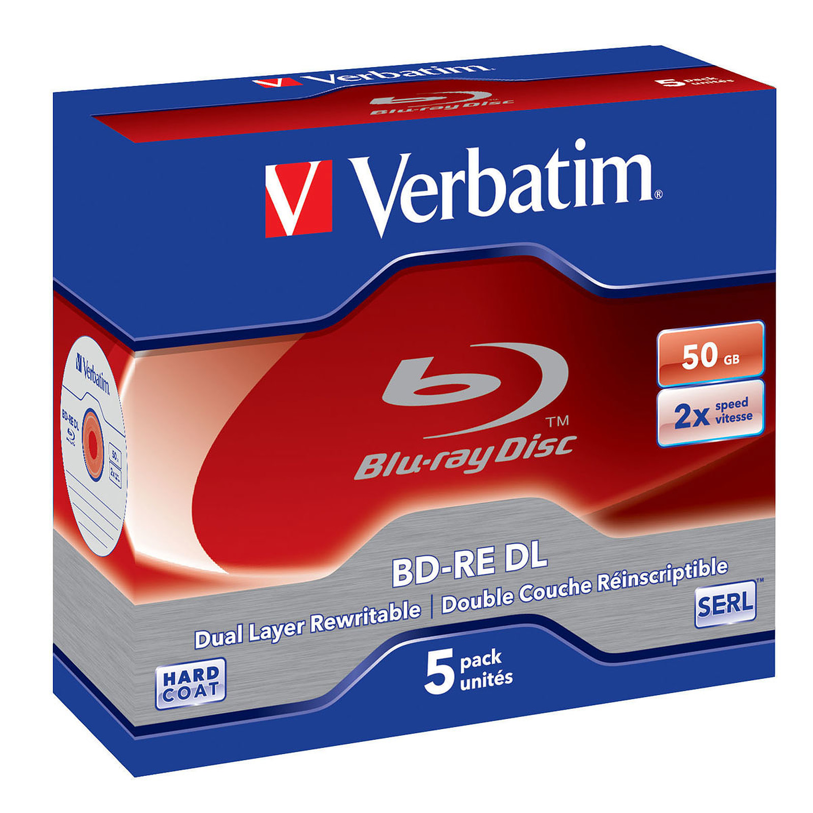 Verbatim BD-RE DL 50 Go 2x (par 5, boite) - Blu-ray vierge Verbatim