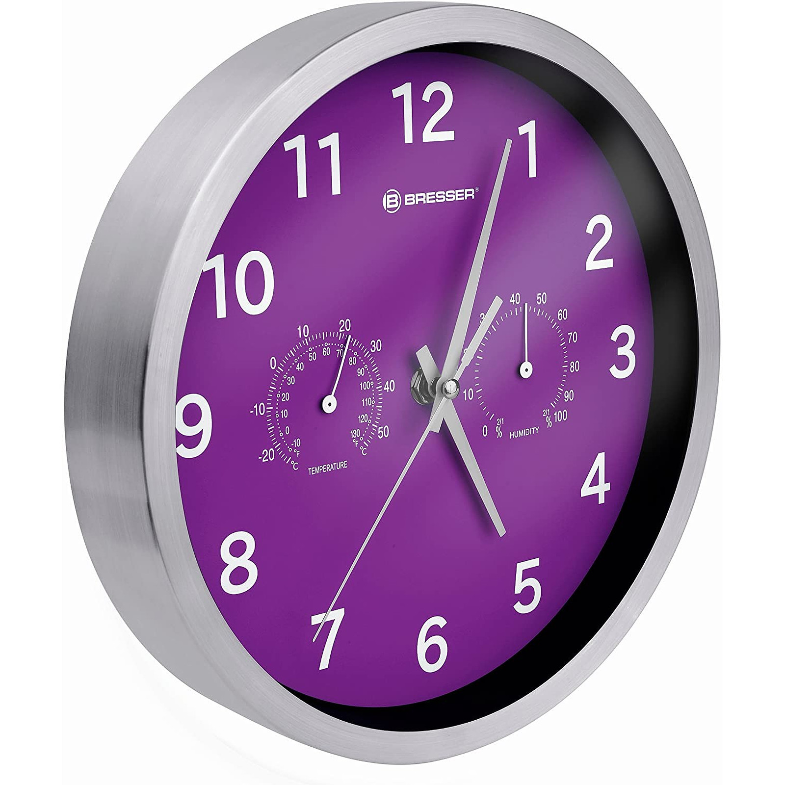 Bresser Horloge Murale 25cm Mytime Avec Temperature Et Humidite Couleur Violette BRE_8020310TJ5000 - Station Meteo Bresser