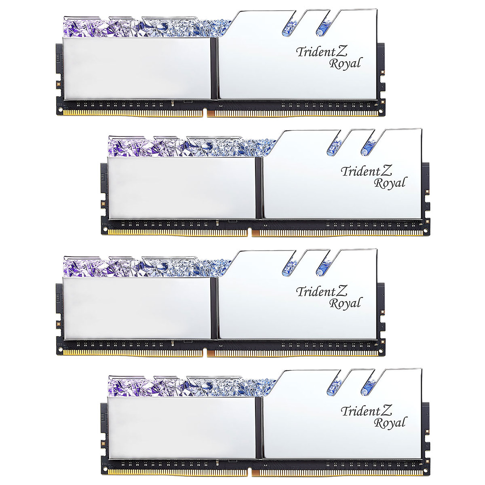 G.Skill Trident Z Royal 64 Go (4x 16 Go) DDR4 3000 MHz CL16 - Argent - Memoire PC G.Skill - Occasion