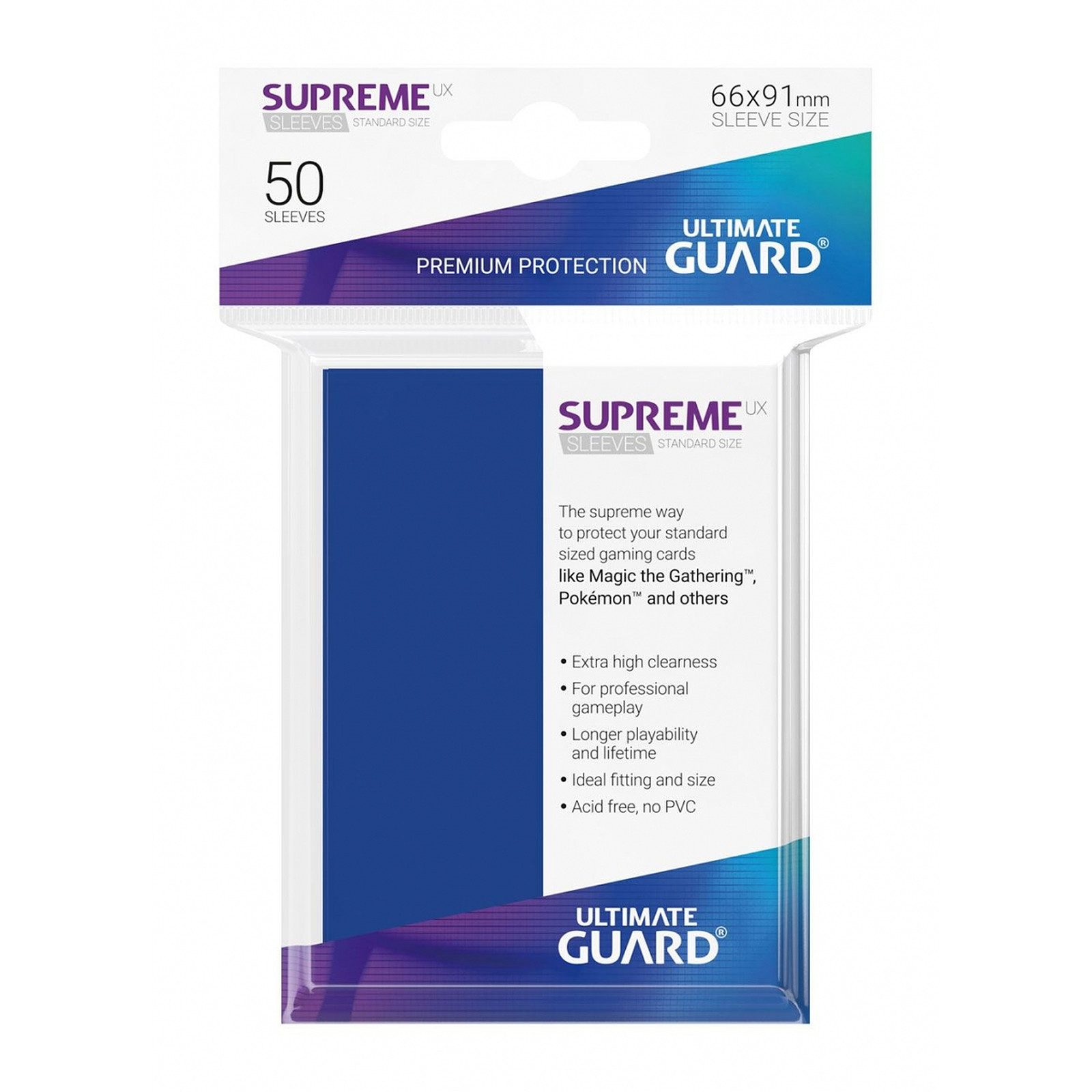 Ultimate Guard - 50 pochettes Supreme UX Sleeves taille standard Bleu - Accessoire jeux Ultimate Guard