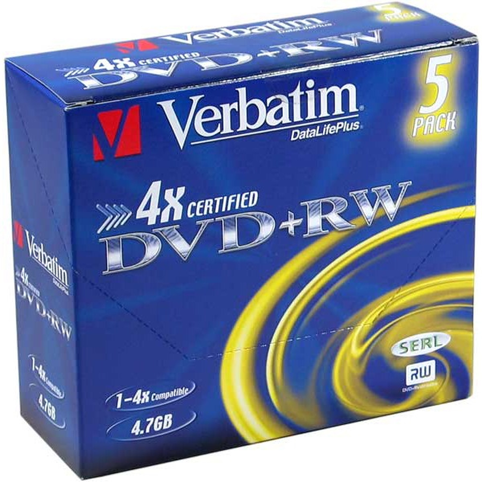 Verbatim DVD+RW 4.7 Go 4x (par 5, boite) - DVD vierge Verbatim