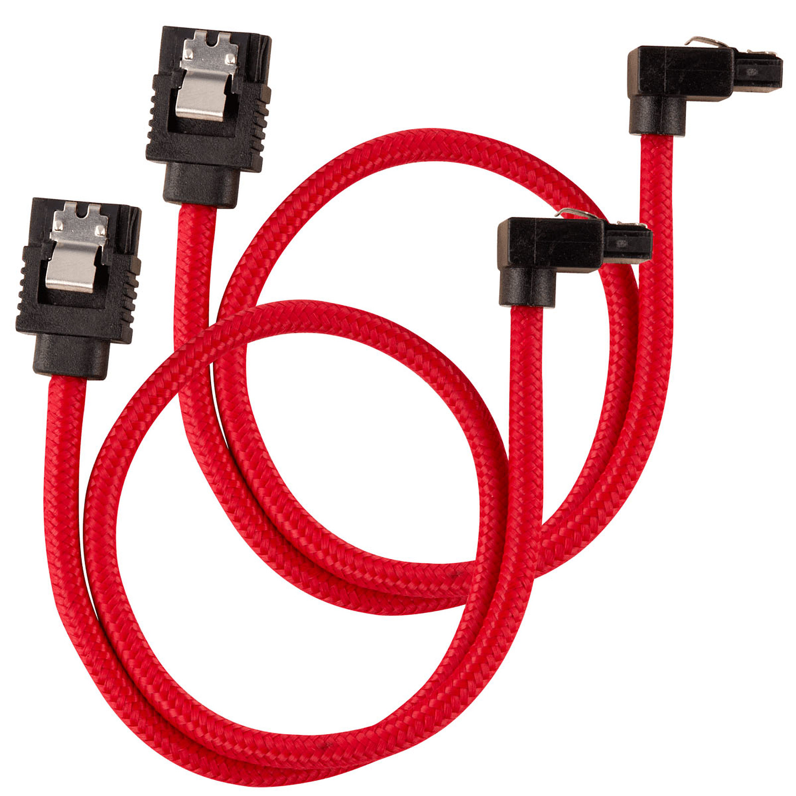 Corsair Cable SATA gaine Premium 30 cm connecteur coude (coloris rouge) - Serial ATA Corsair