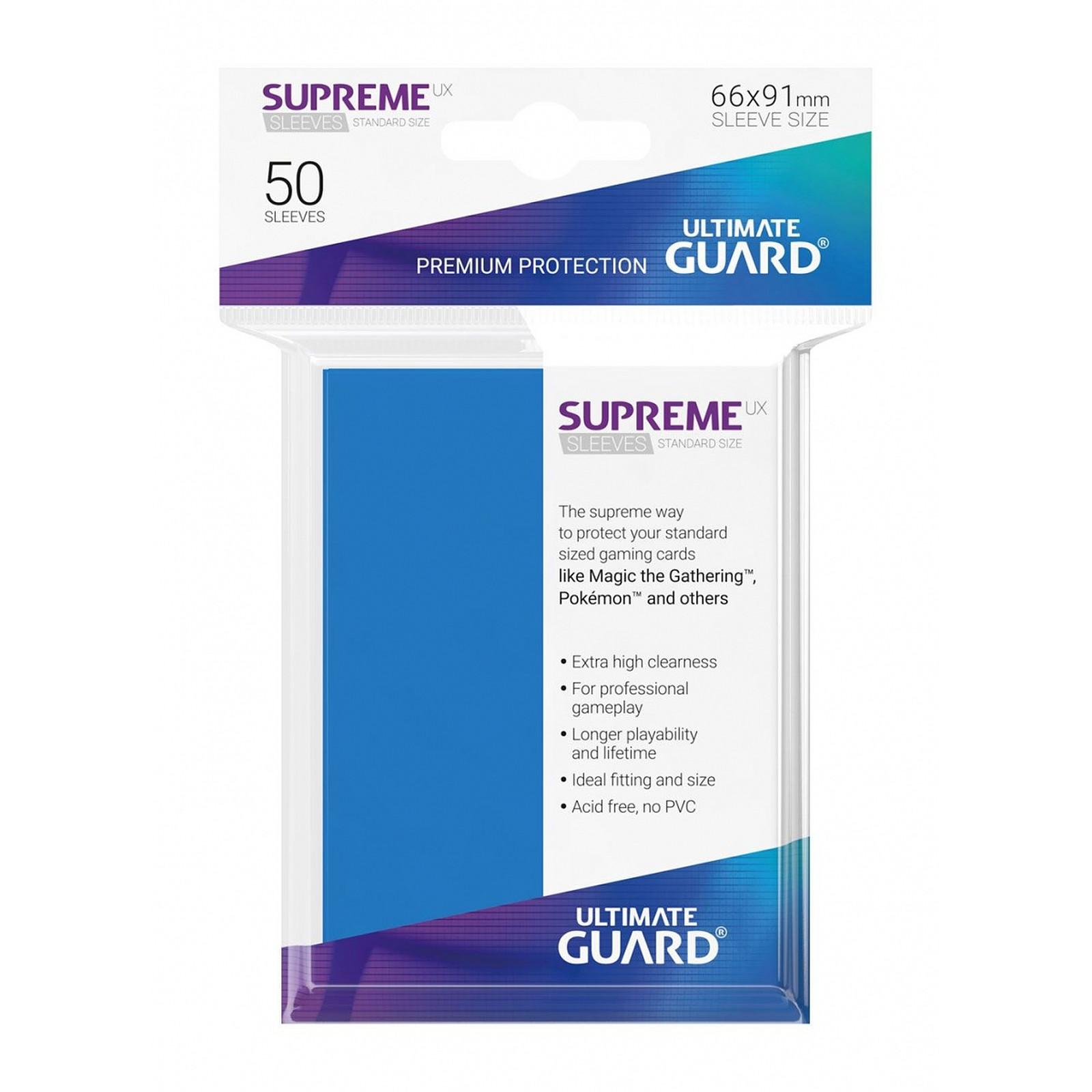 Ultimate Guard - 50 pochettes Supreme UX Sleeves taille standard Bleu Roi - Accessoire jeux Ultimate Guard