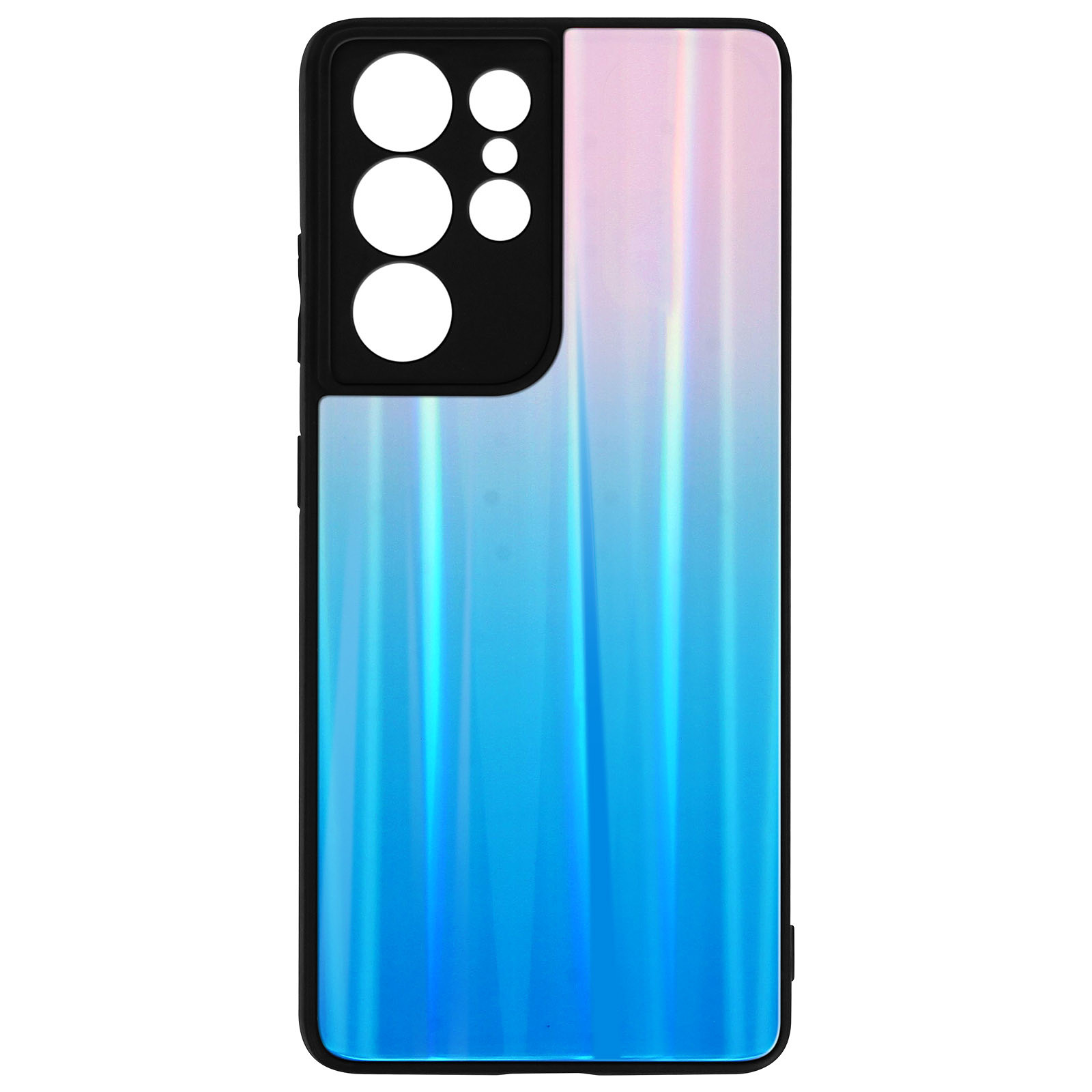 Avizar Coque pour Samsung Galaxy S21 Ultra Bi-matière Holographique Brillant Fine Legère Rose et Bleu - Coque telephone Avizar