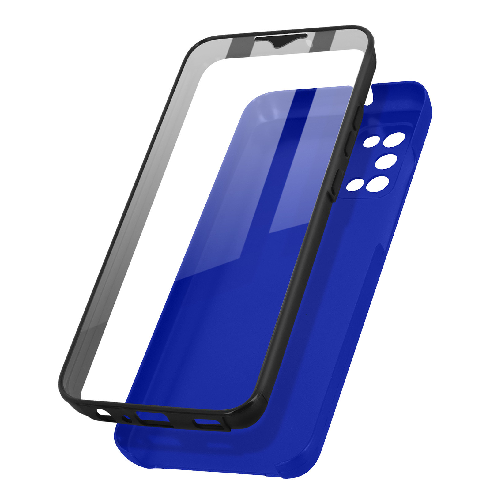 Avizar Coque pour Samsung Galaxy A02s Arrière Rigide et Avant Souple Antichoc Bleu - Coque telephone Avizar