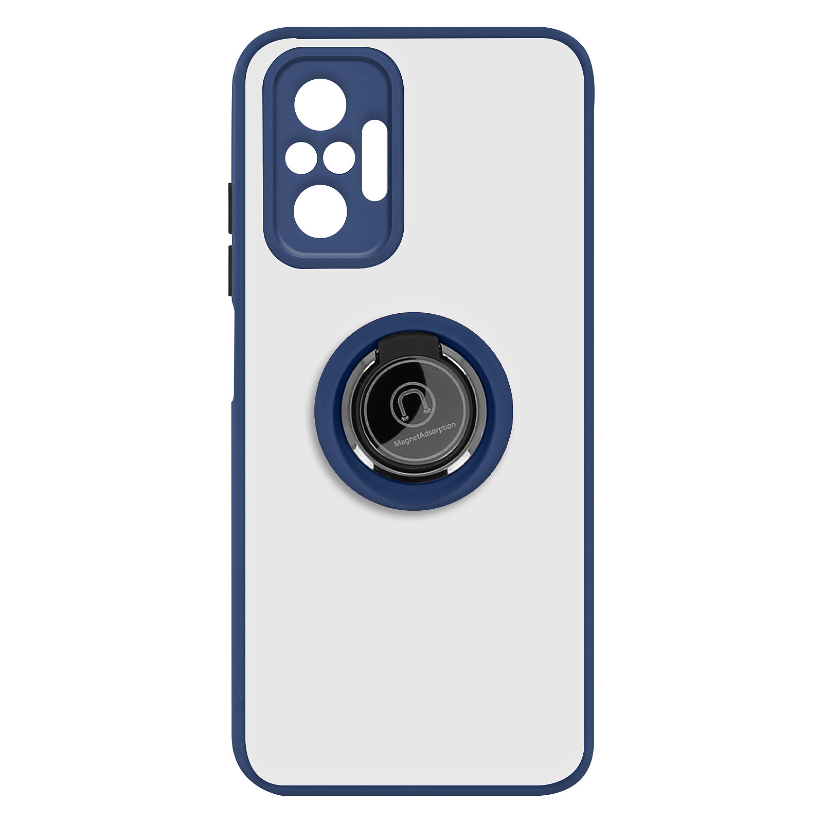 Avizar Coque pour Xiaomi Redmi Note 10 Pro Bi-matière Bague Metallique Fonction Support Bleu - Coque telephone Avizar