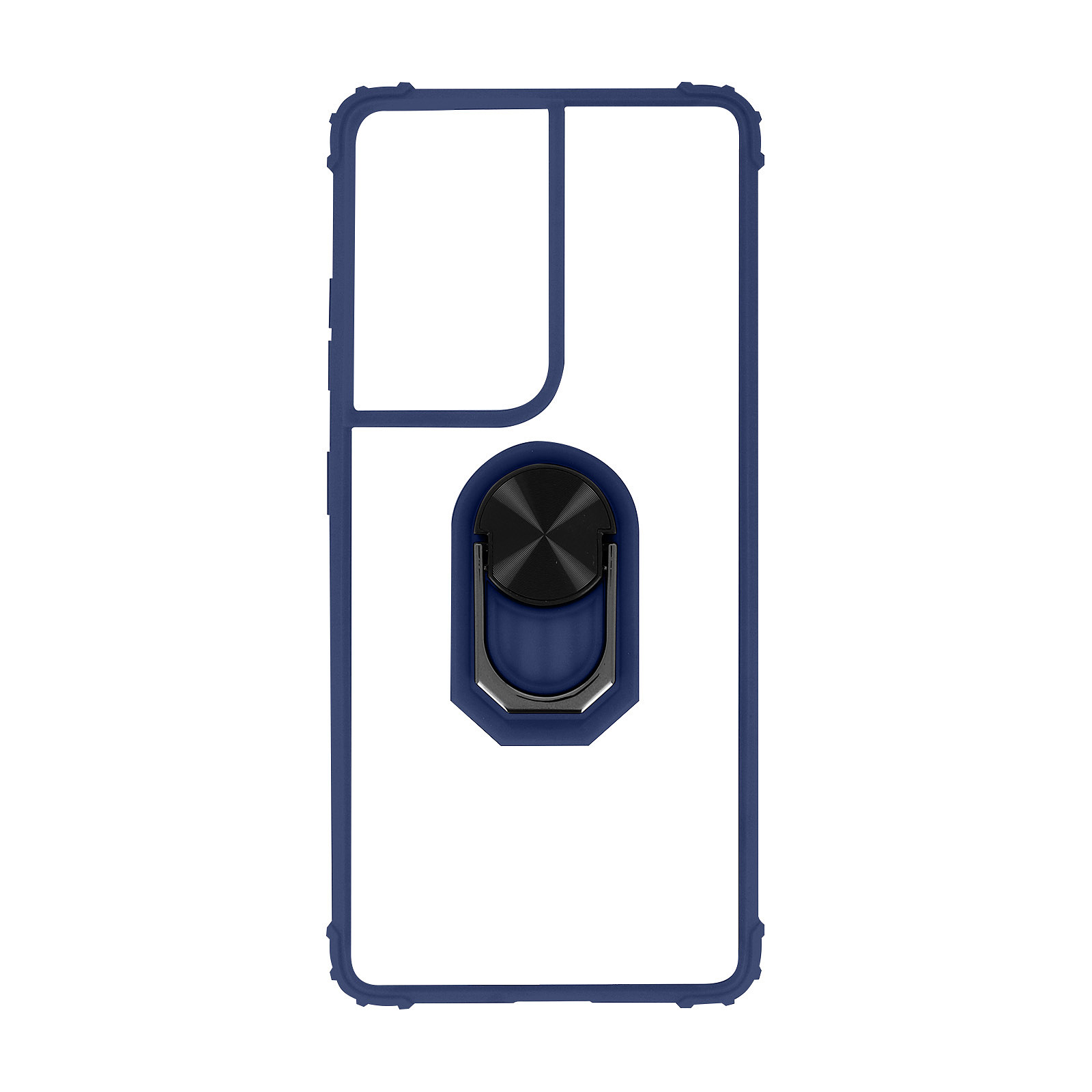 Avizar Coque pour Samsung Galaxy S21 Ultra Bi-matière Bague Metallique Fonction Support Bleu - Coque telephone Avizar