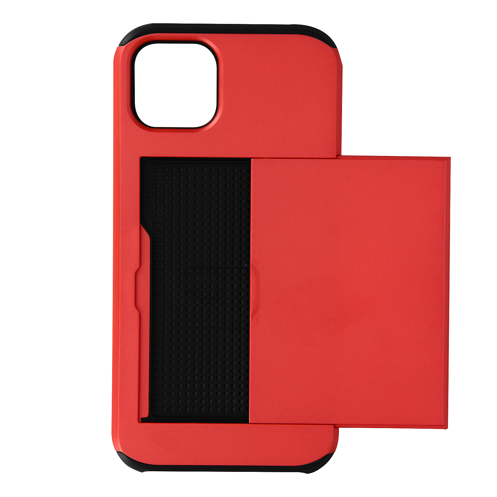 Avizar Coque pour iPhone 13 Mini avec Rangement Carte Coulissant Antichoc Defender Rouge - Coque telephone Avizar