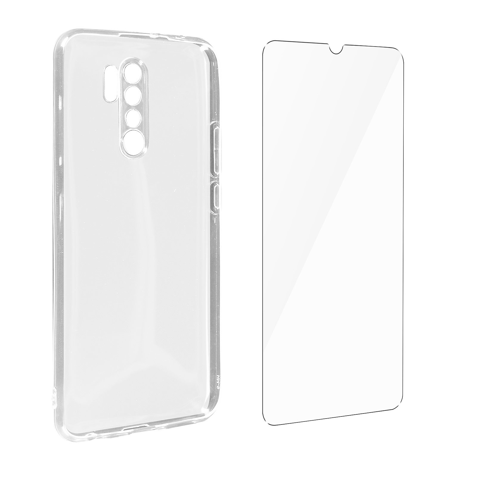 Avizar Coque pour Xiaomi Redmi 9 Souple et Film Verre Trempe Durete 9H Transparent - Coque telephone Avizar