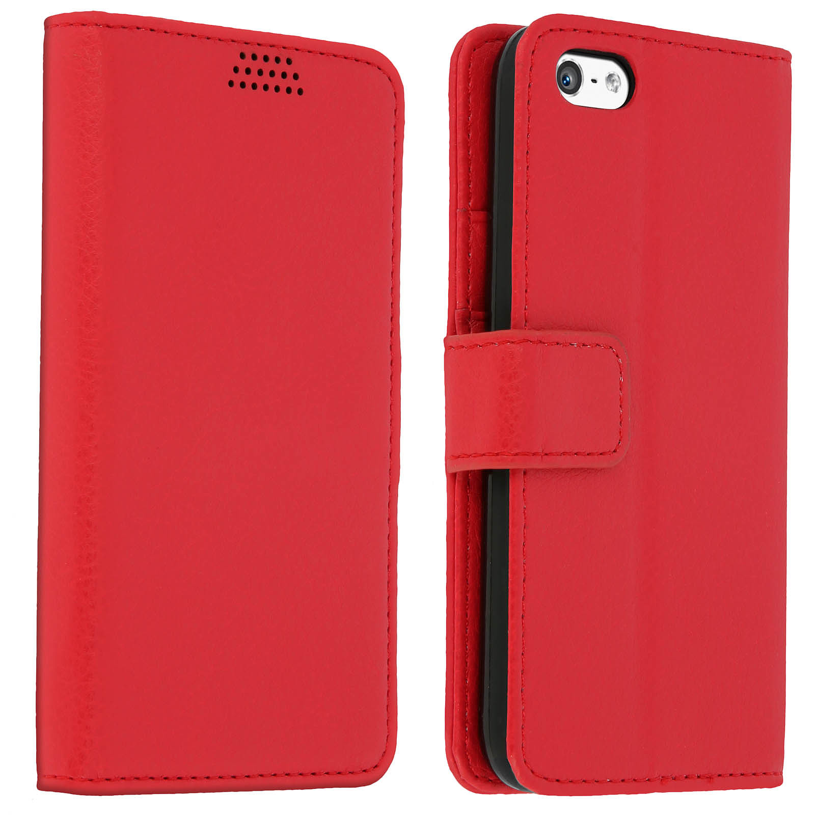 Avizar atui iPhone 5 / 5S / SE Housse Clapet Porte-carte Fonction stand - Rouge - Coque telephone Avizar