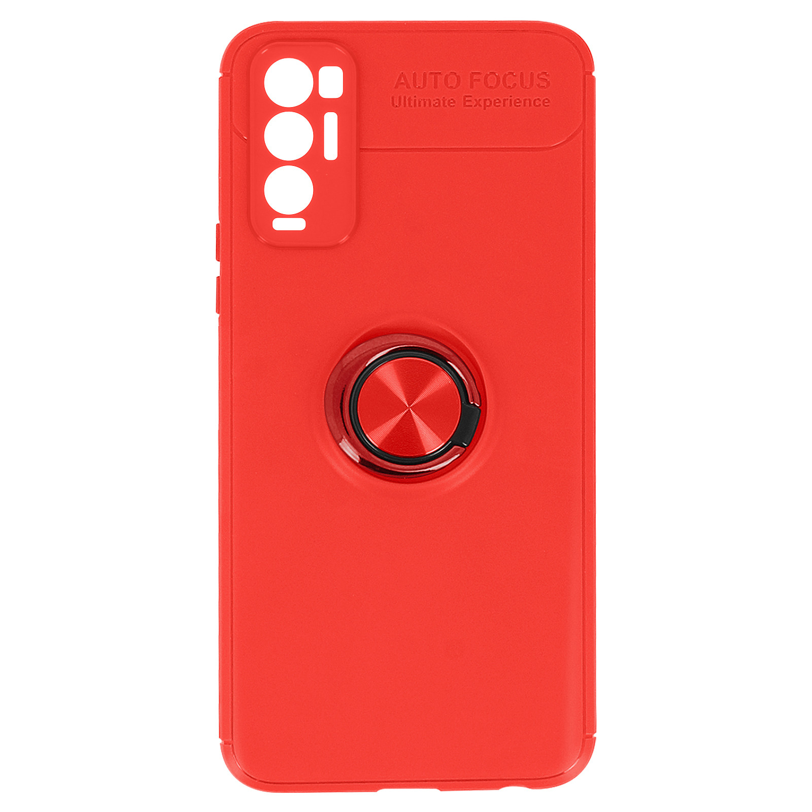 Avizar Coque pour Oppo Find X3 Neo Bague Support Metallique Silicone Gel Rouge - Coque telephone Avizar