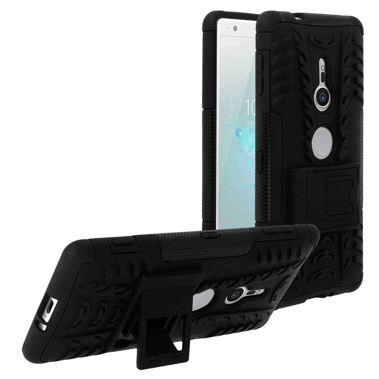 Avizar Coque Sony Xperia XZ2 Protection Antichocs + Support Integre - Noir - Coque telephone Avizar