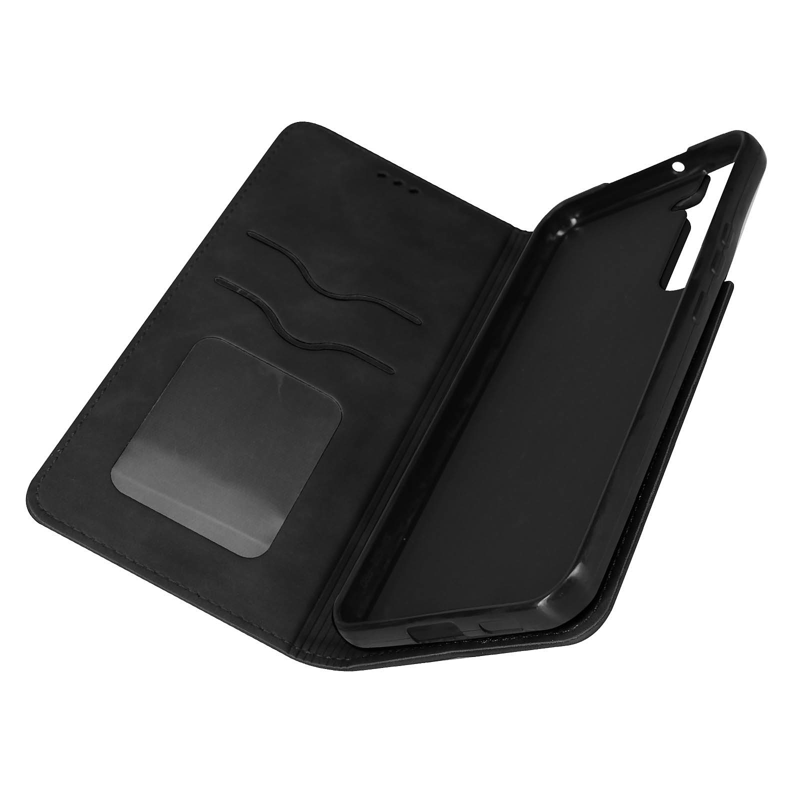 Avizar Etui Folio pour Samsung Galaxy S22 Plus Porte Carte Simili Cuir Daim noir - Coque telephone Avizar