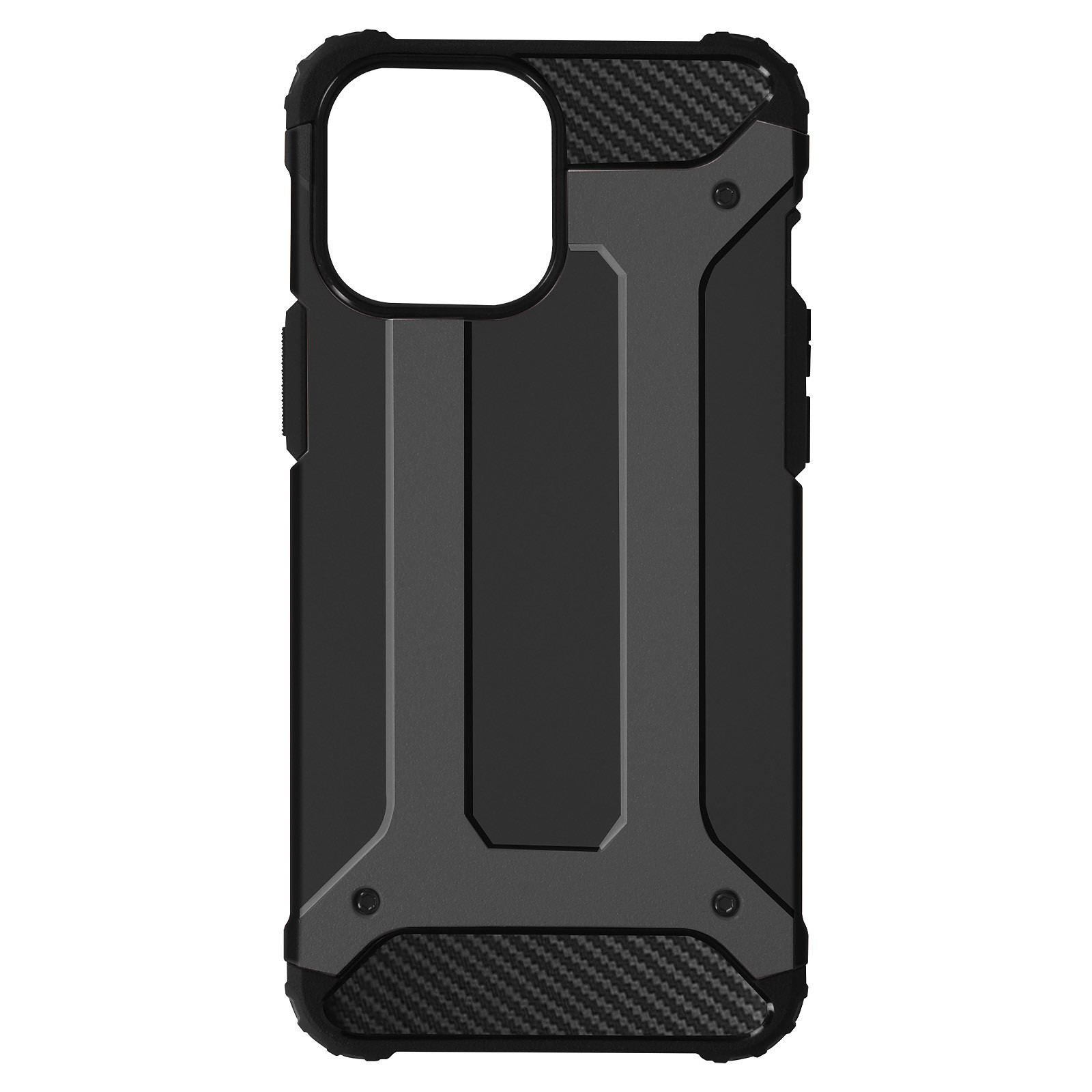 Avizar Coque pour iPhone 13 Pro Max Design Relief Bi-matière Anti-chute Defender II Noir - Coque telephone Avizar