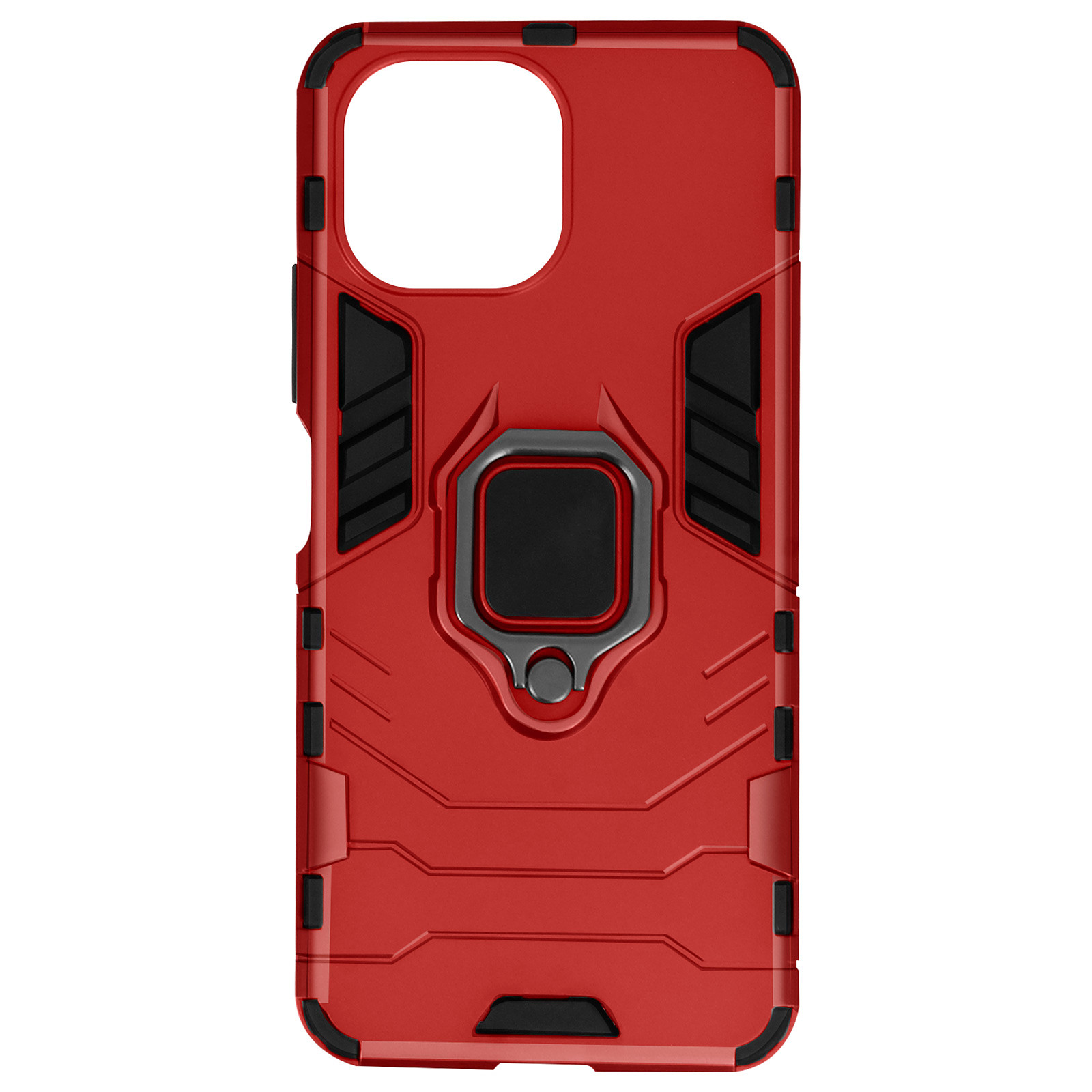 Avizar Coque pour Xiaomi Mi 11 Lite Rigide Antichoc Bague Metallique Support Rouge - Coque telephone Avizar
