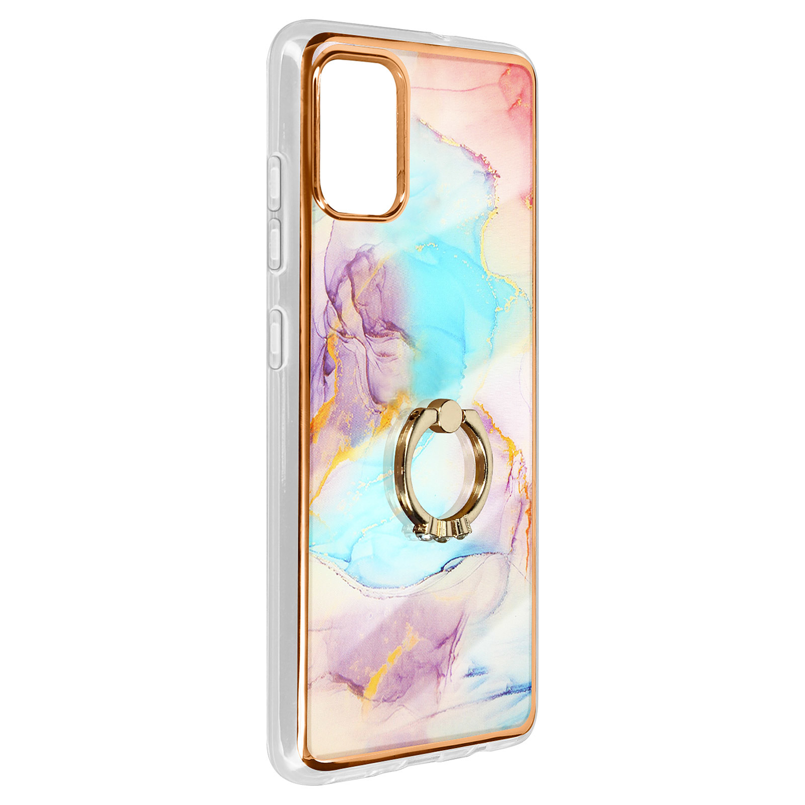 Avizar Coque pour Samsung Galaxy A51 Bi-matière avec Bague de maintien a  strass effet bijou Motif marbre multicolore - Coque telephone Avizar