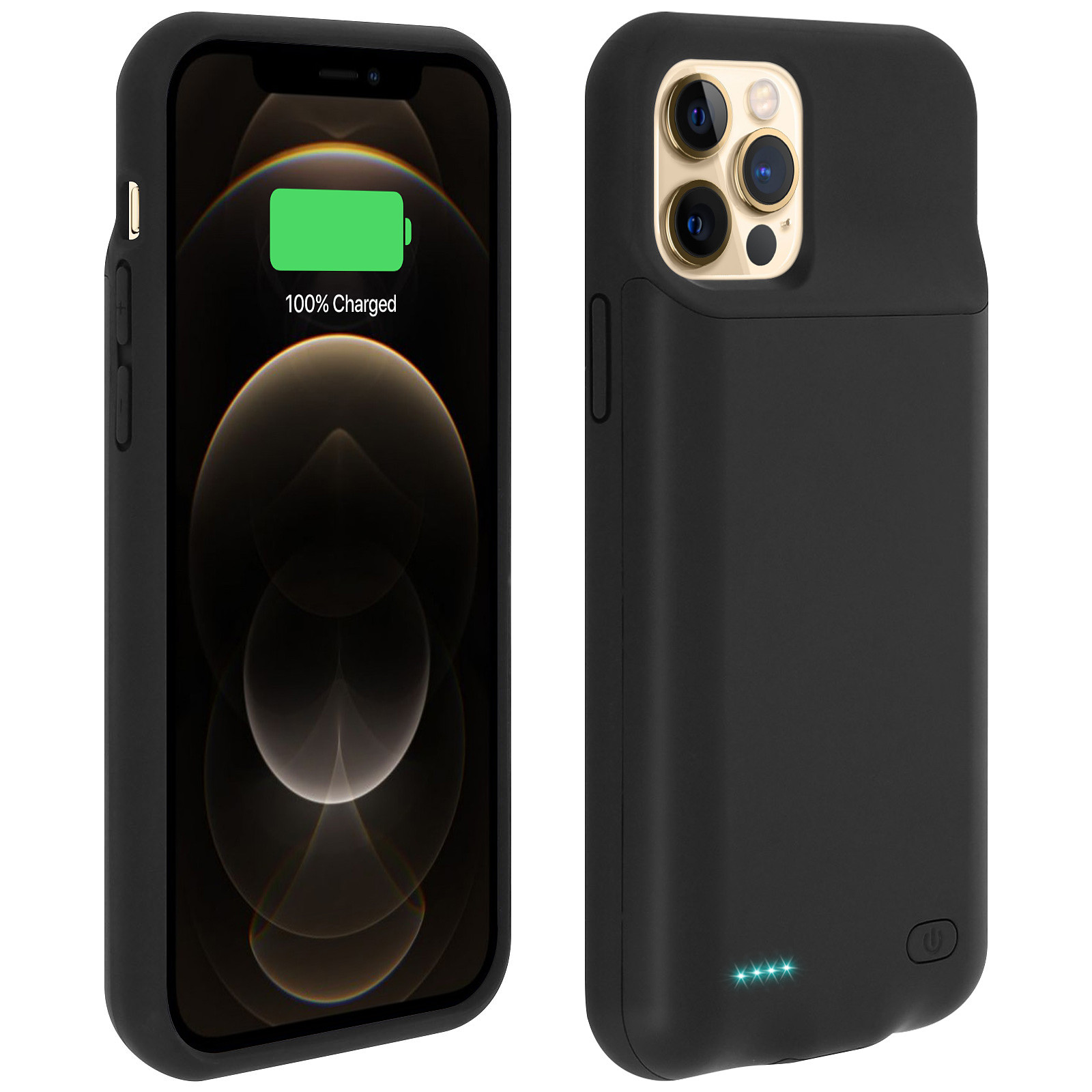 Avizar Coque pour iPhone 12 Pro Max Rigide avec Batterie 7000mAh Soft touch Noir - Coque telephone Avizar