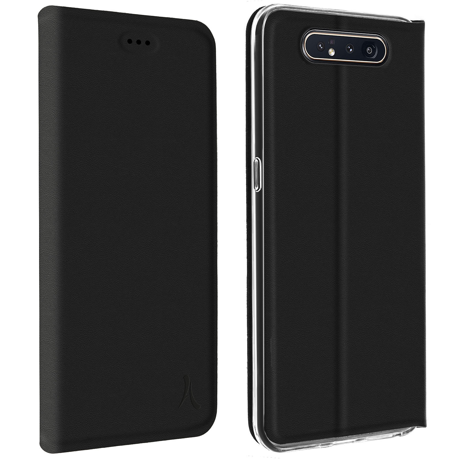 Akashi Etui Folio Porte Carte Noir Samsung Galaxy A80 - Coque telephone Akashi