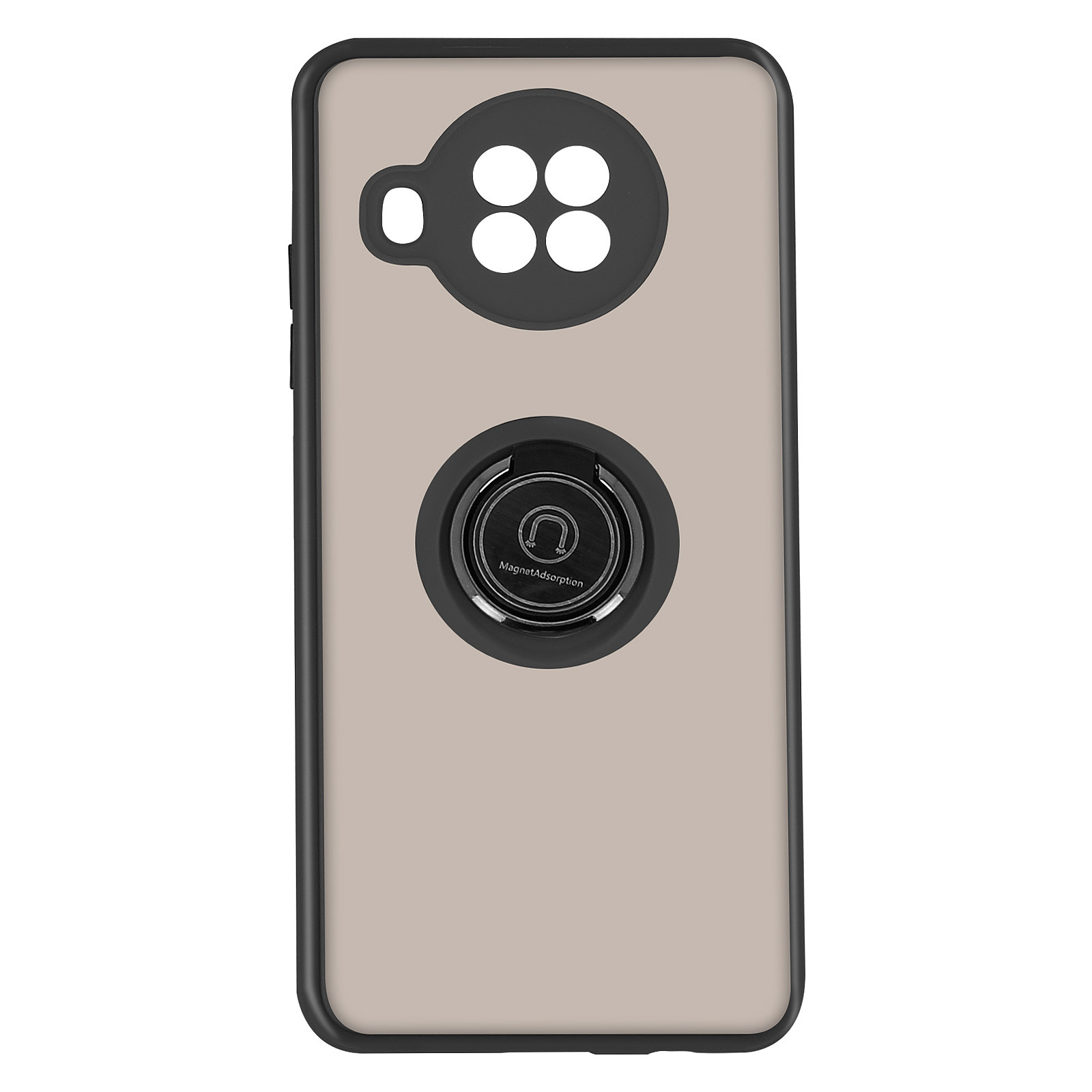 Avizar Coque pour Xiaomi Mi 10T Lite Bi-matière Bague Metallique Fonction Support Noir - Coque telephone Avizar