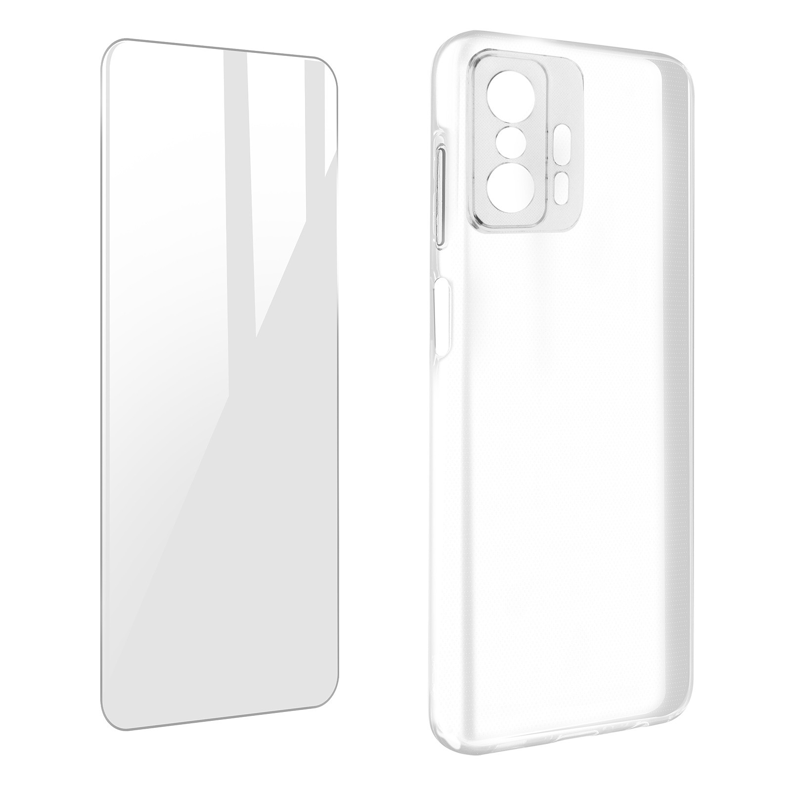 Avizar Coque pour Xiaomi Mi 11T et 11T Pro Silicone Souple et Film Verre Trempe 9H Transparent - Coque telephone Avizar
