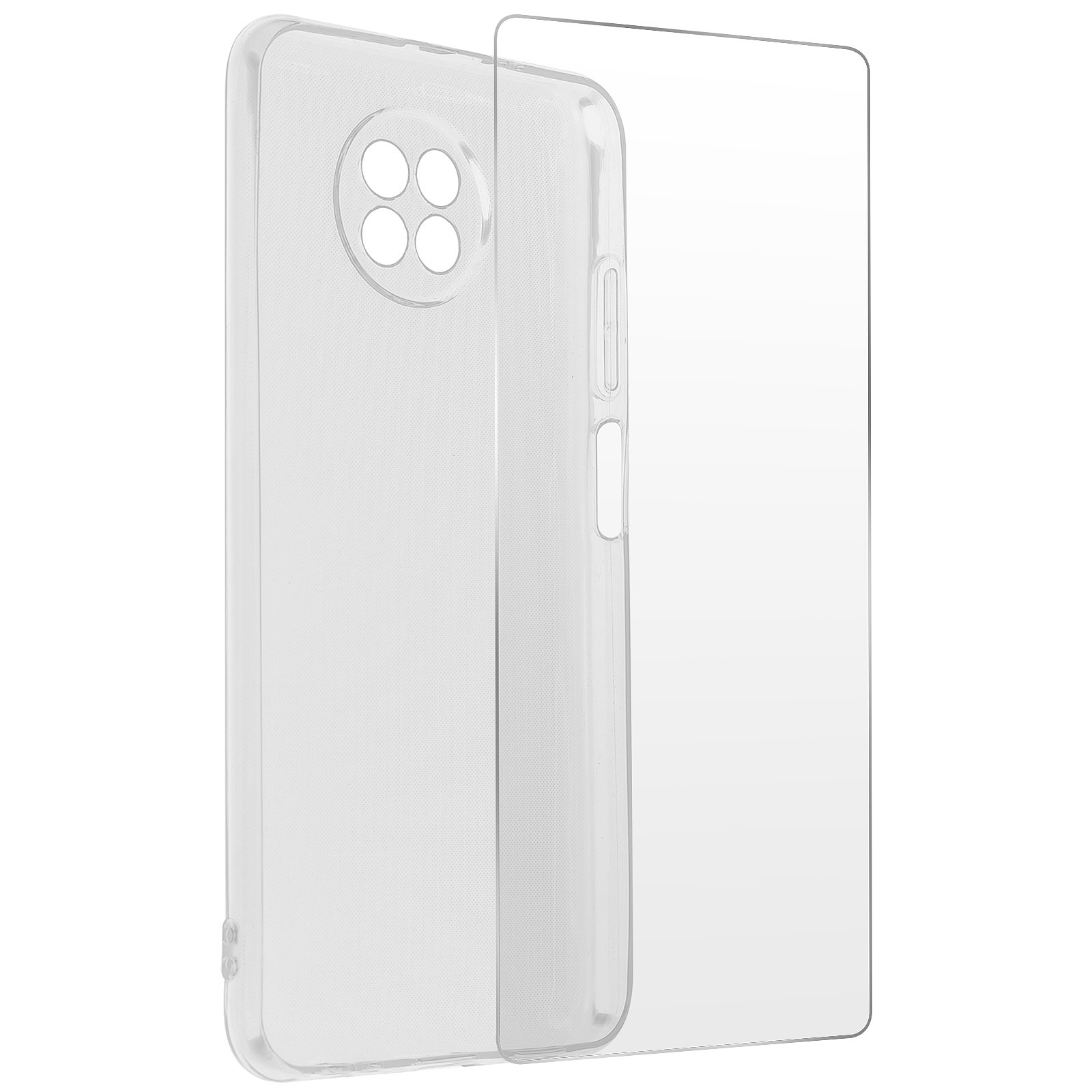 Avizar Coque pour Xiaomi Redmi Note 9T 5G Souple et Film Verre Trempe Durete 9H Transparent - Coque telephone Avizar
