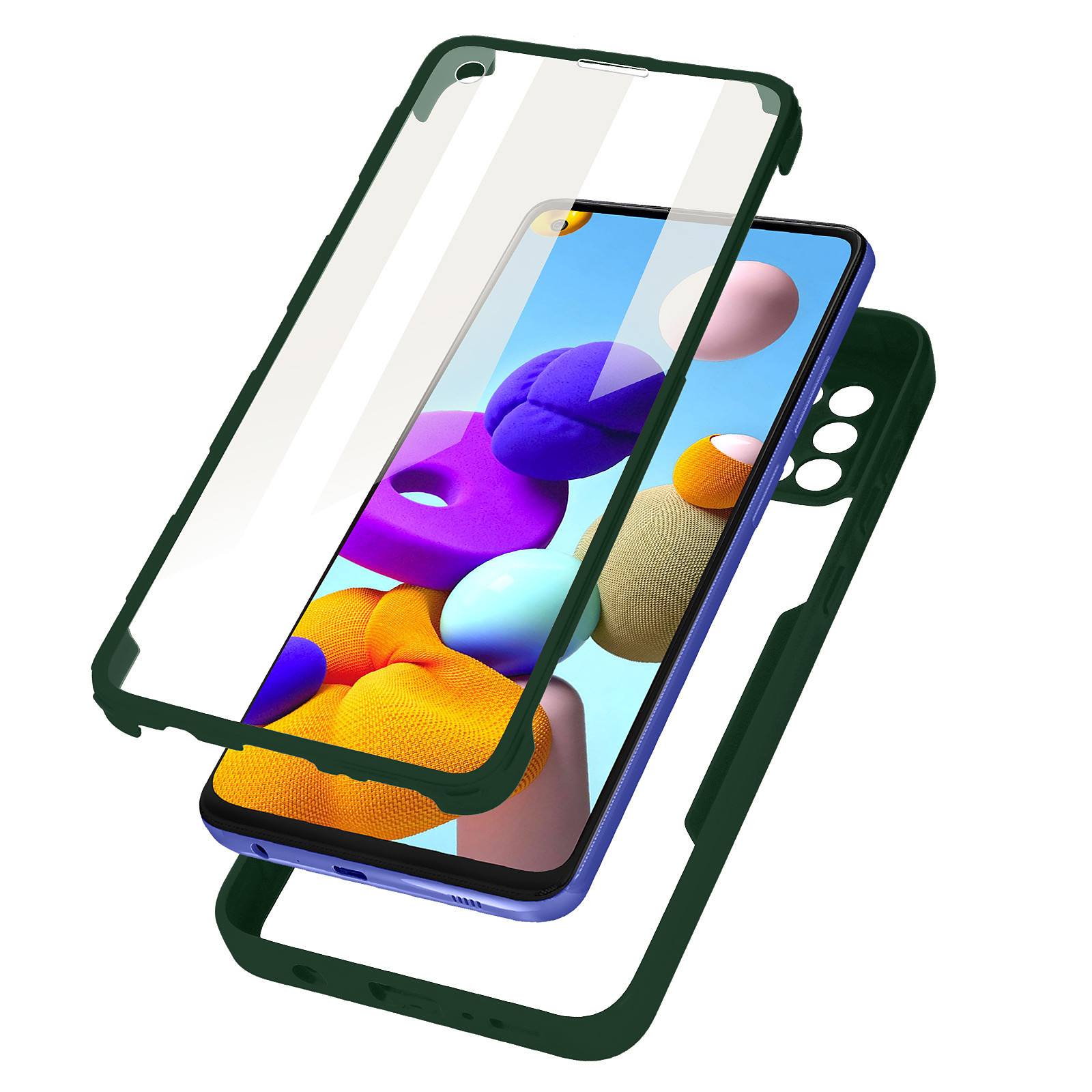 Avizar Coque pour Samsung Galaxy A21S Dos Plexiglas Avant Polymère Contour Vert - Coque telephone Avizar