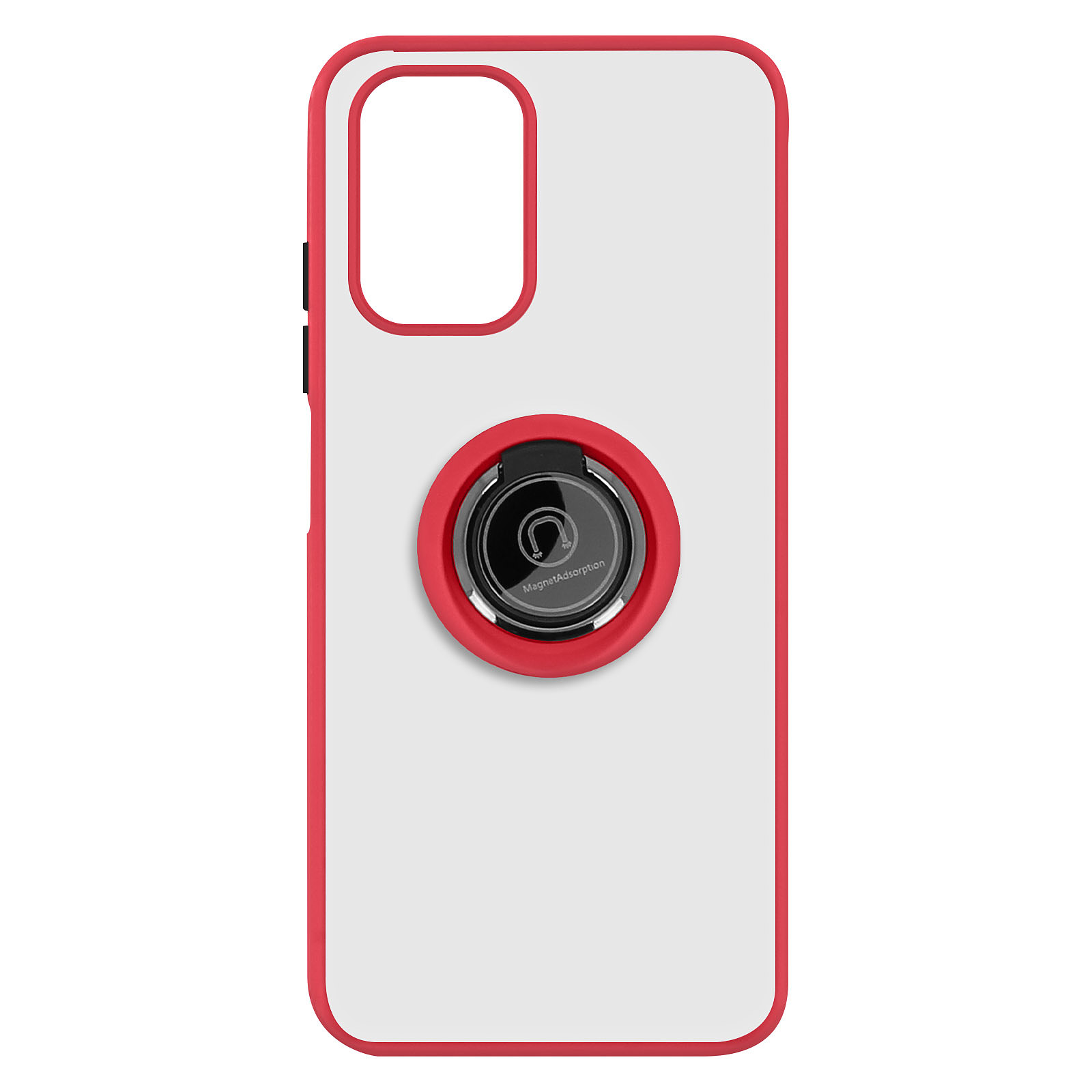 Avizar Coque pour Xiaomi Redmi Note 10s / Note 10 Bi-matière Bague Metallique Support Rouge - Coque telephone Avizar
