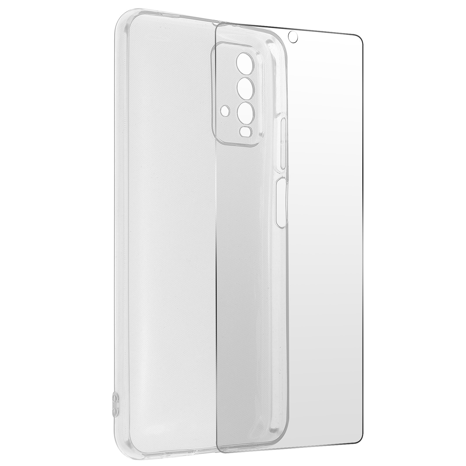 Avizar Coque pour Xiaomi Redmi 9T Souple et Film Verre Trempe Durete 9H Transparent - Coque telephone Avizar