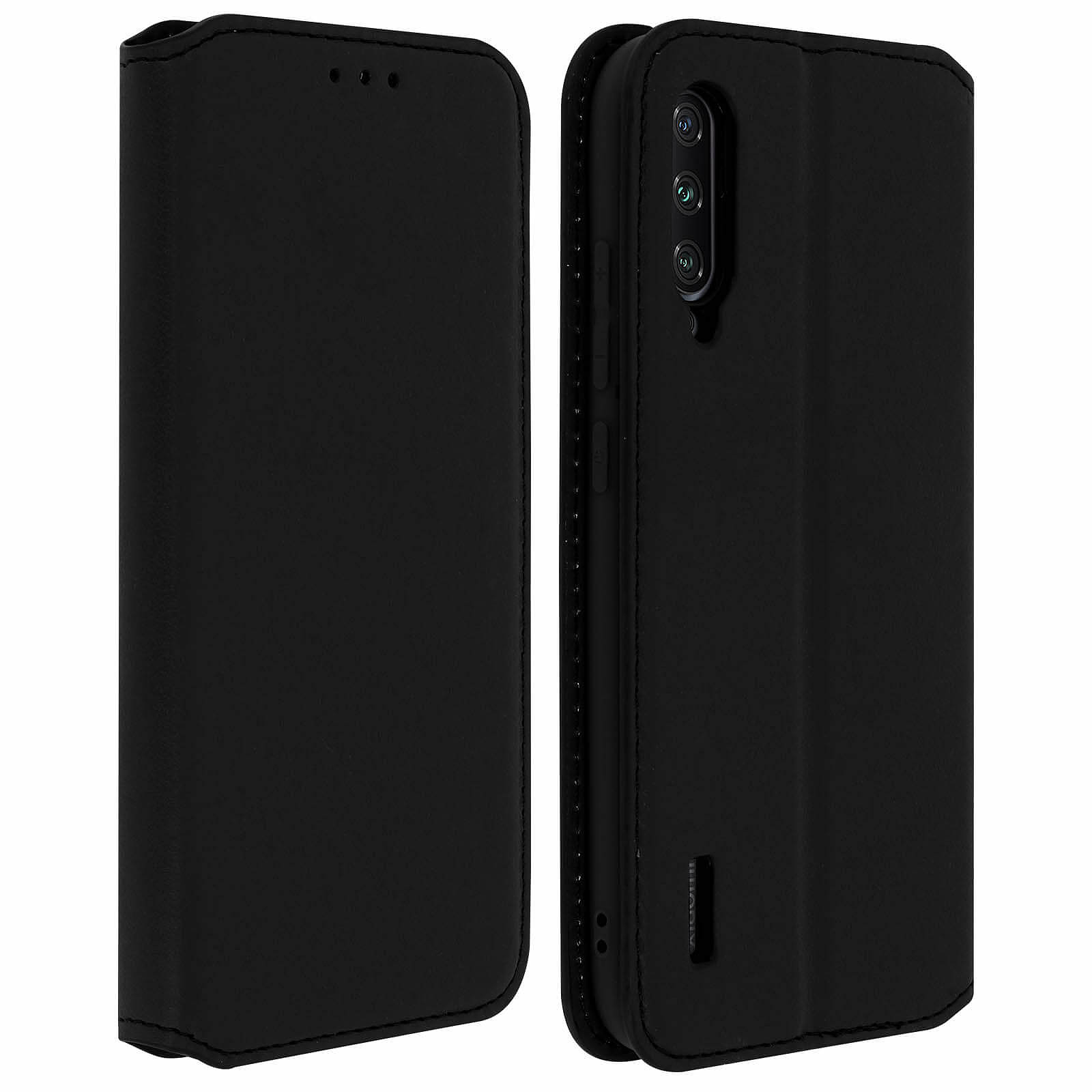 Avizar Etui folio Noir aco-cuir pour Xiaomi Mi A3 - Coque telephone Avizar