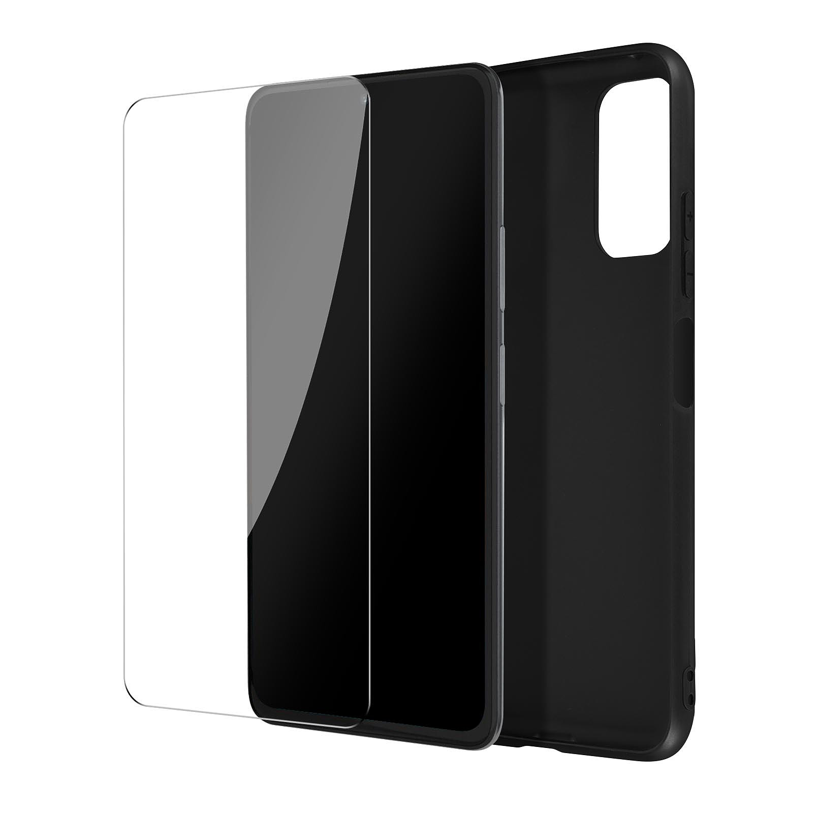 Avizar Coque pour Xiaomi Redmi Note 10 et Note 10s Souple Noir et Verre Trempe 9H Transparent - Coque telephone Avizar