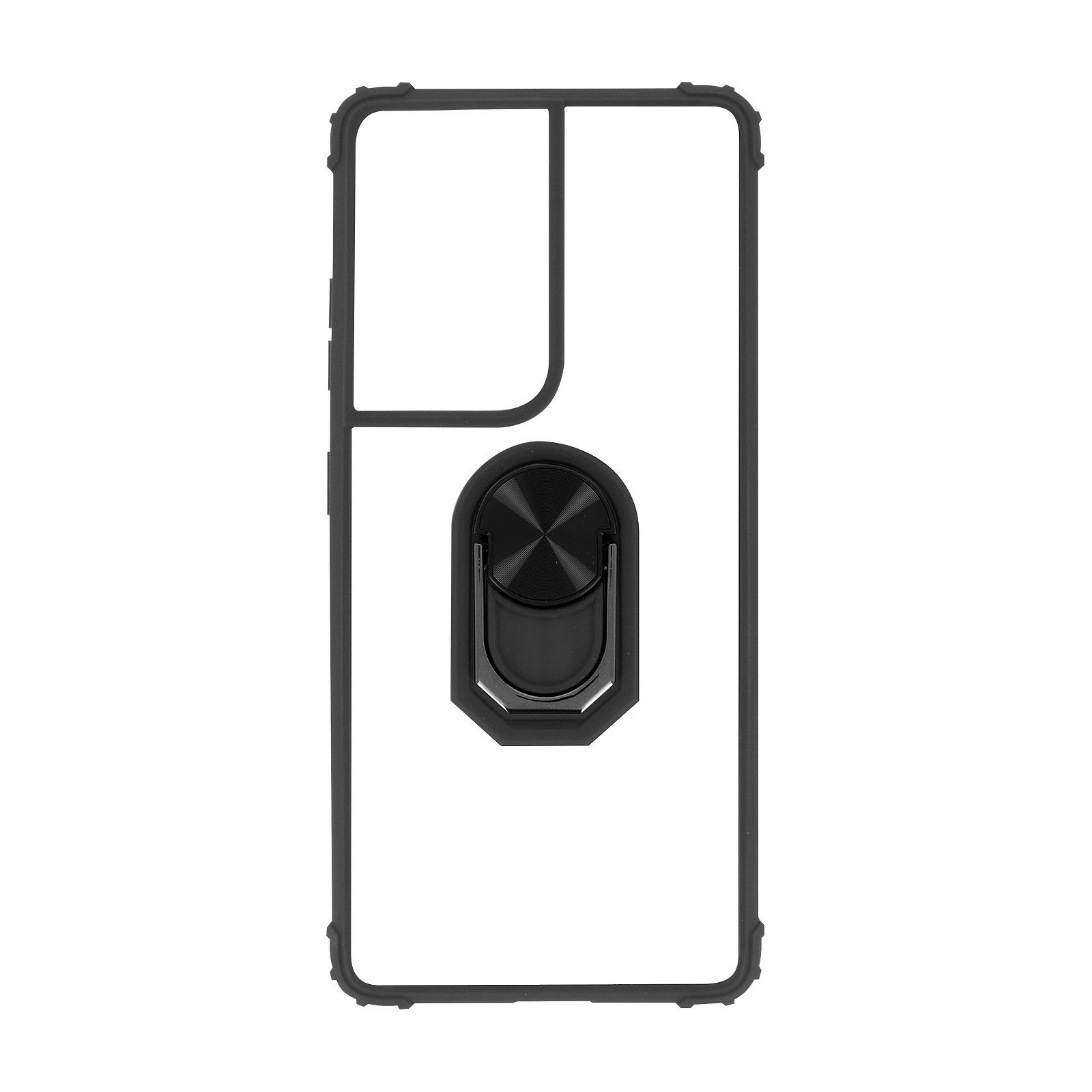 Avizar Coque pour Samsung Galaxy S21 Ultra Bi-matière Bague Metallique Fonction Support Noir - Coque telephone Avizar