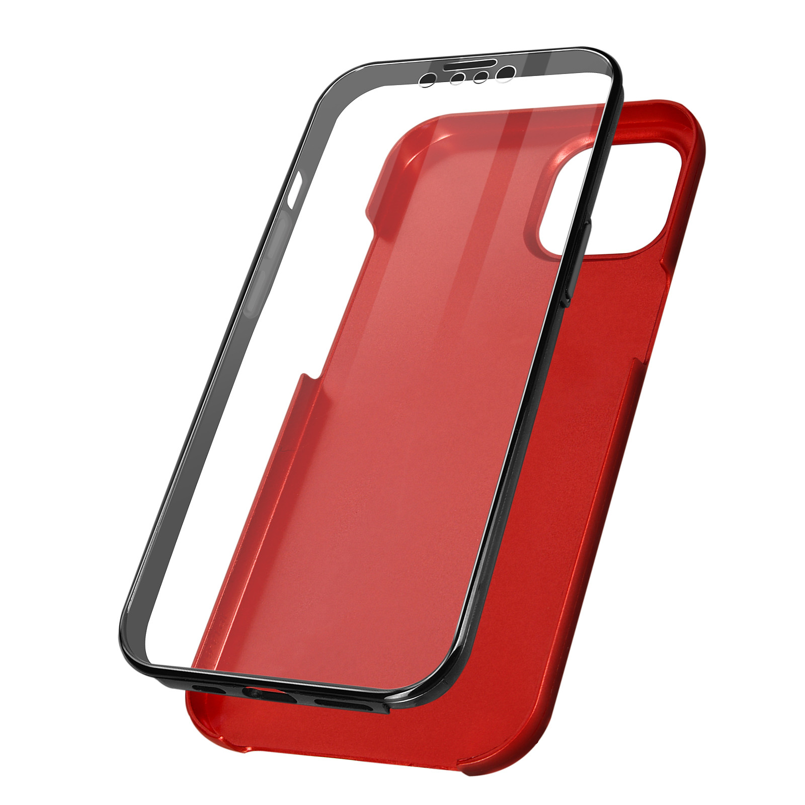 Avizar Coque pour iPhone 13 Pro Max Intègrale Arrière Rigide Rouge et Avant Souple Transparent - Coque telephone Avizar