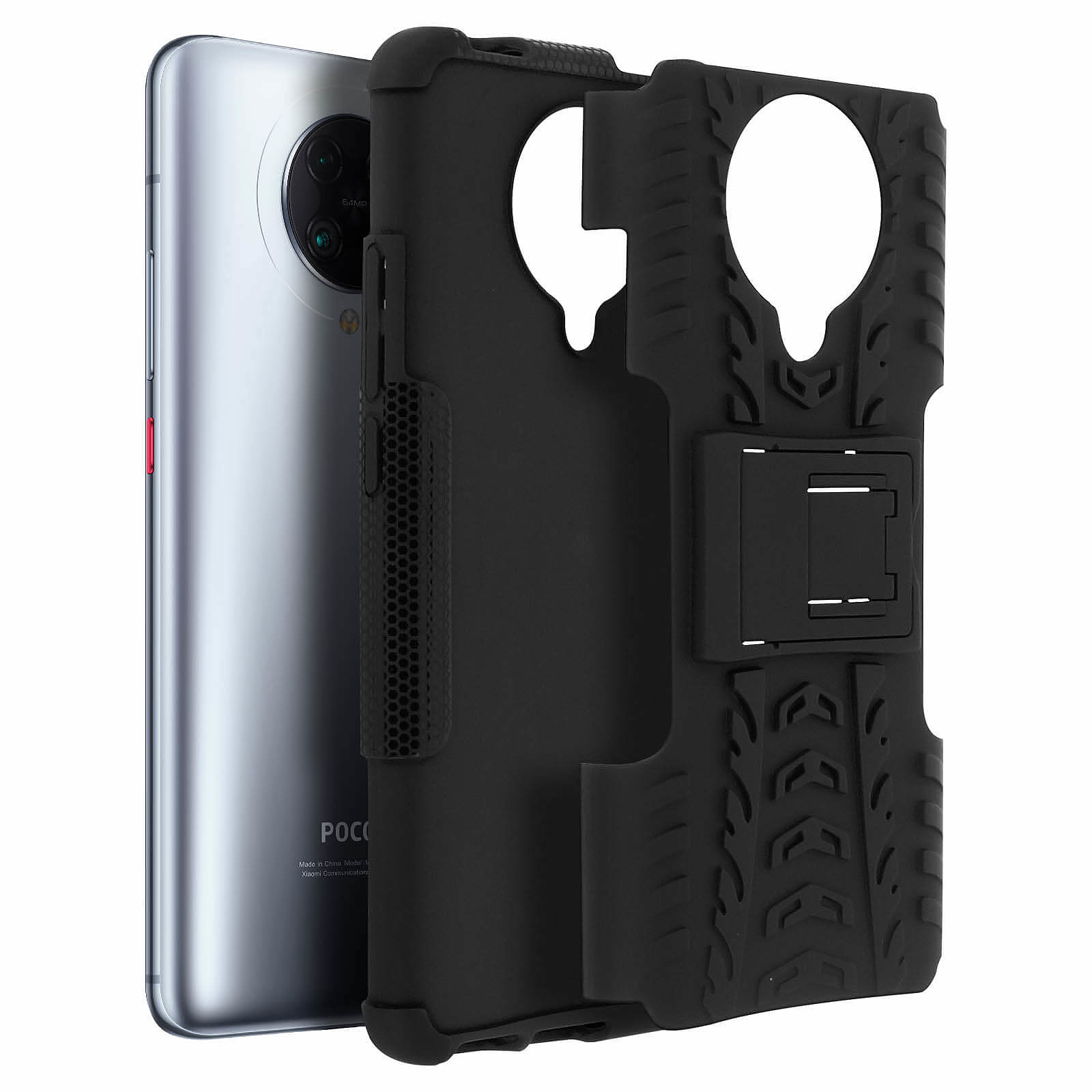 Avizar Coque pour Xiaomi Poco F2 Pro Protection Semi-rigide Antichoc Bequille Support Noir - Coque telephone Avizar
