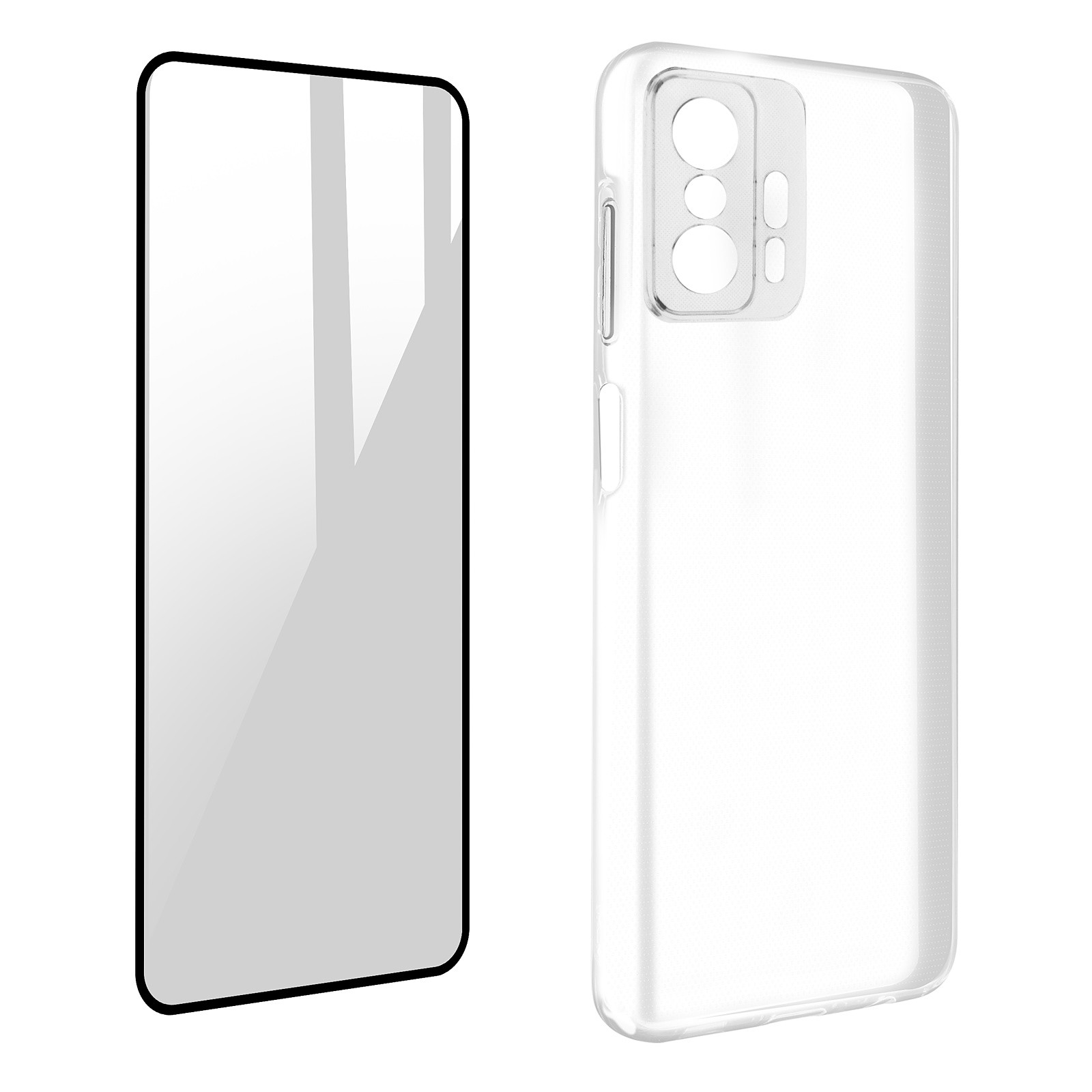 Avizar Coque pour Xiaomi Mi 11T et 11T Pro Silicone Souple et Film Verre Trempe 9H Transparent - Coque telephone Avizar
