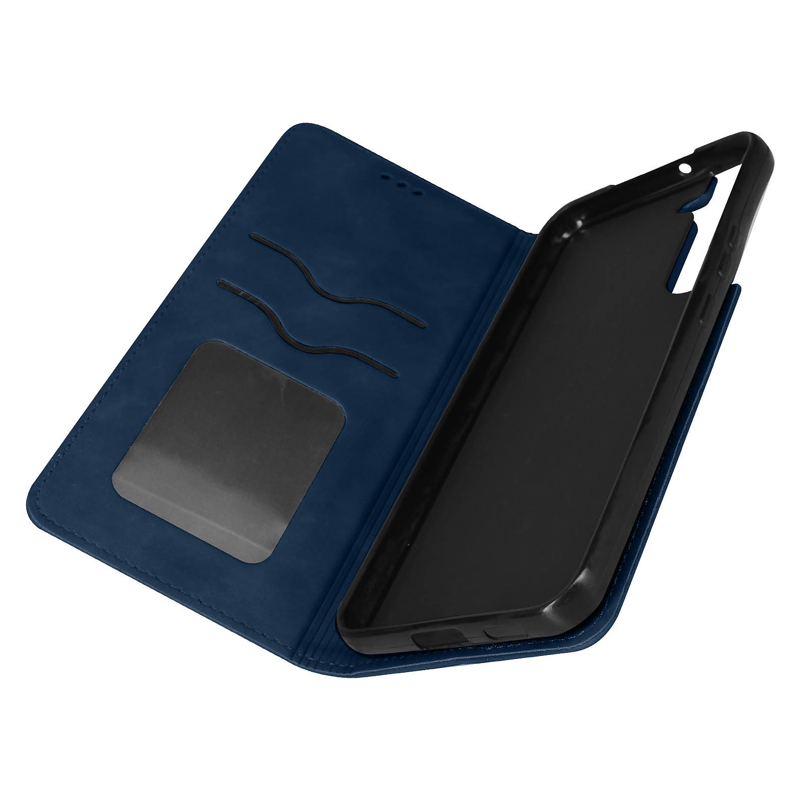 Avizar Etui Folio pour Samsung Galaxy S22 Plus Porte Carte Simili Cuir Daim bleu - Coque telephone Avizar
